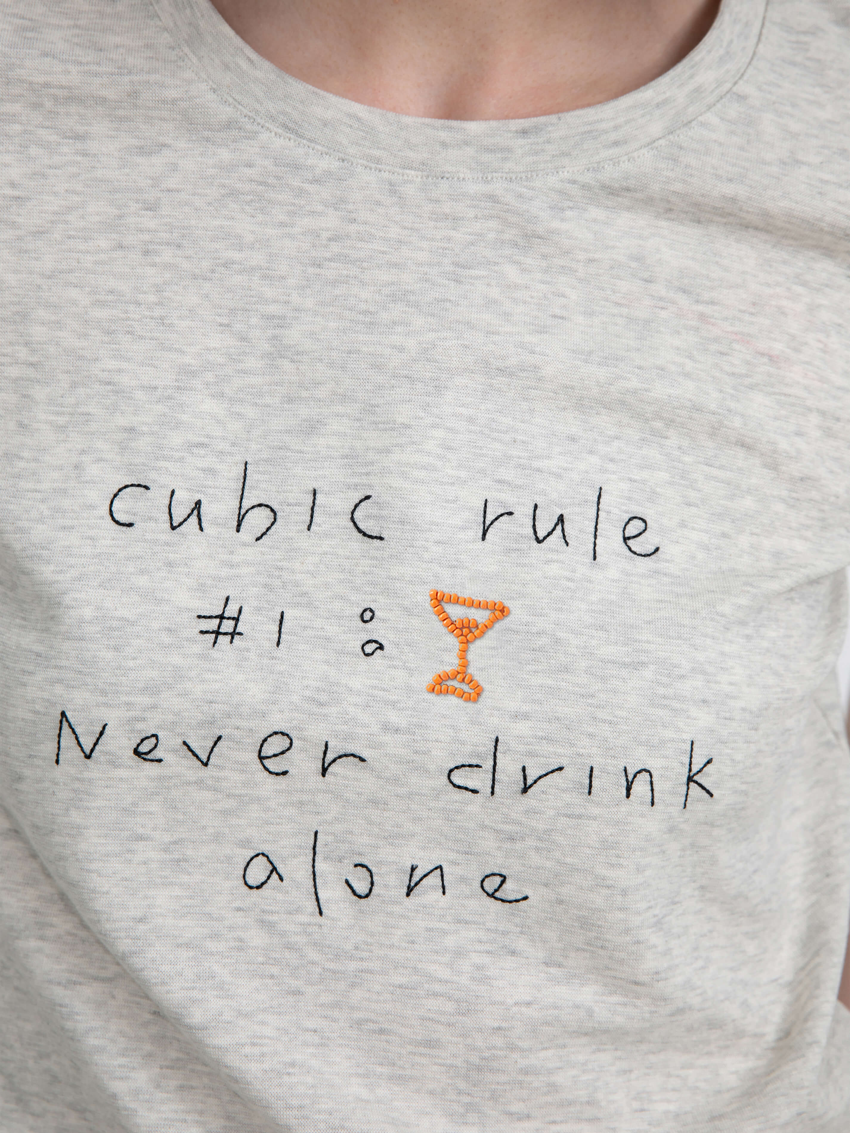 Cropped Letter Embroidered T-shirt - Image 13
