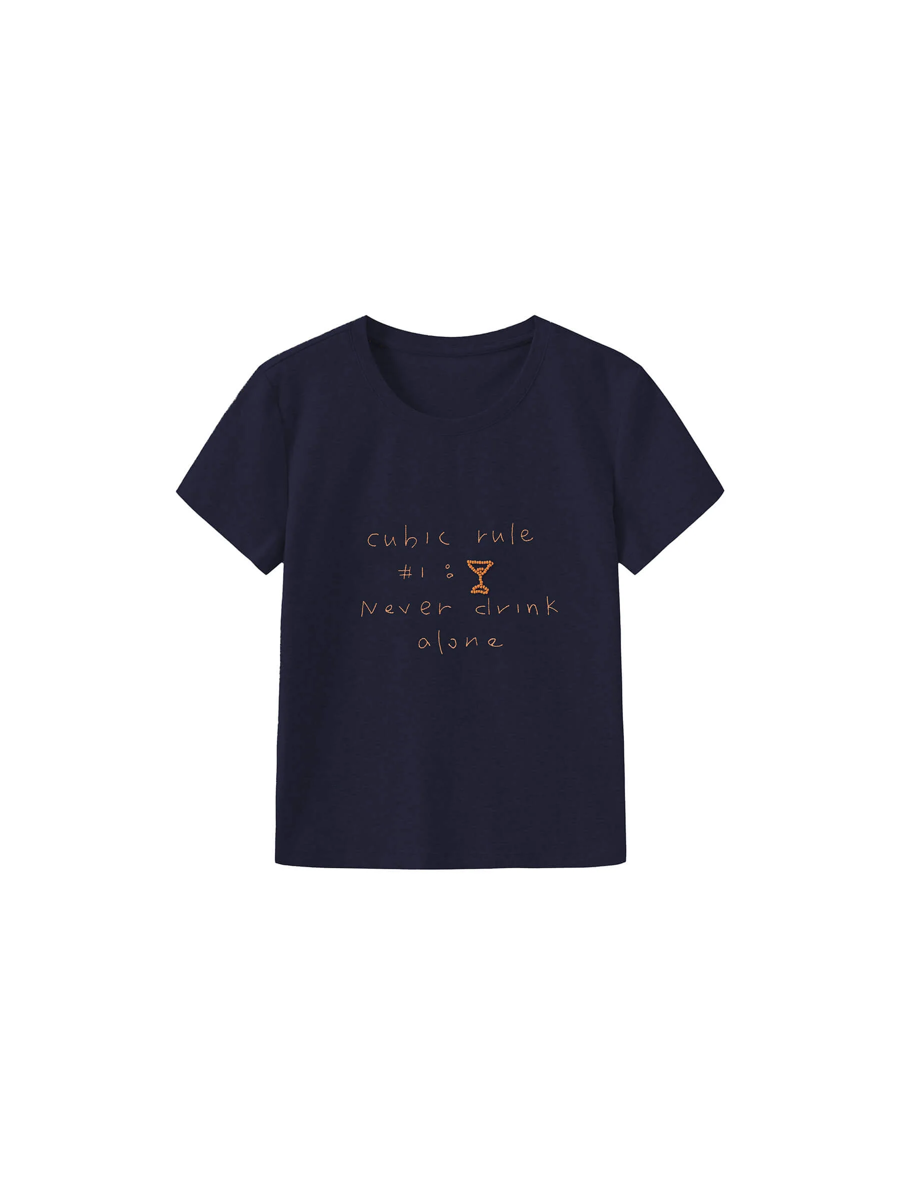 Cropped Letter Embroidered T-shirt - Image 15