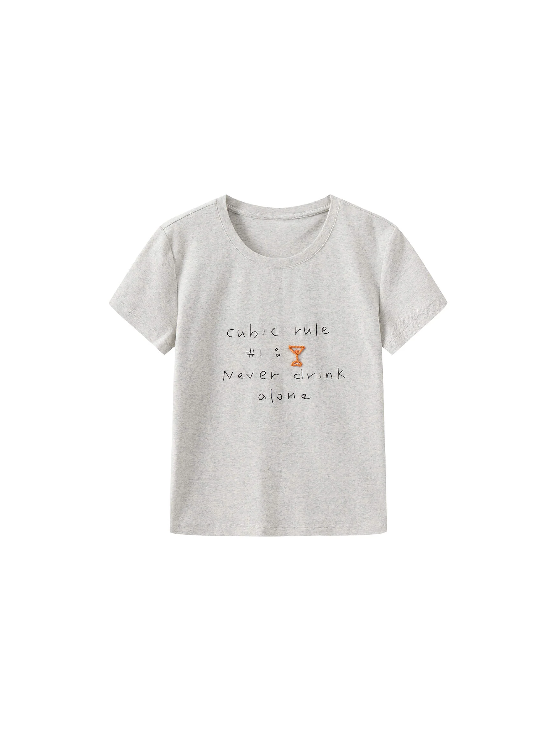 Cropped Letter Embroidered T-shirt - Image 17
