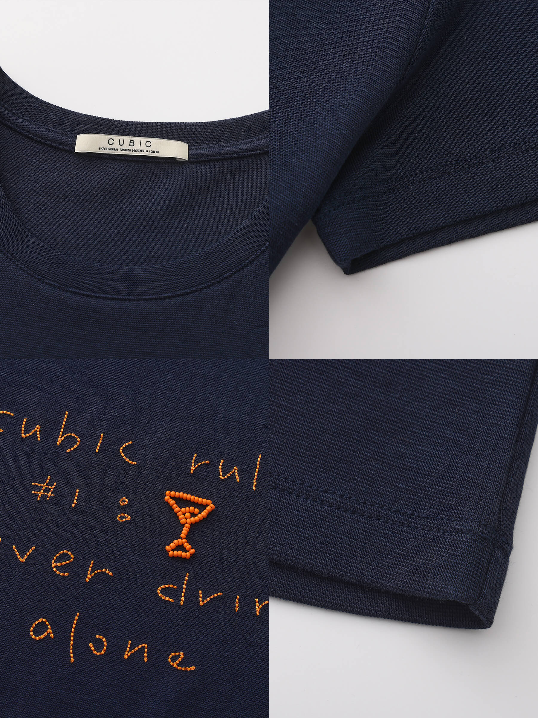 Cropped Letter Embroidered T-shirt - Image 19