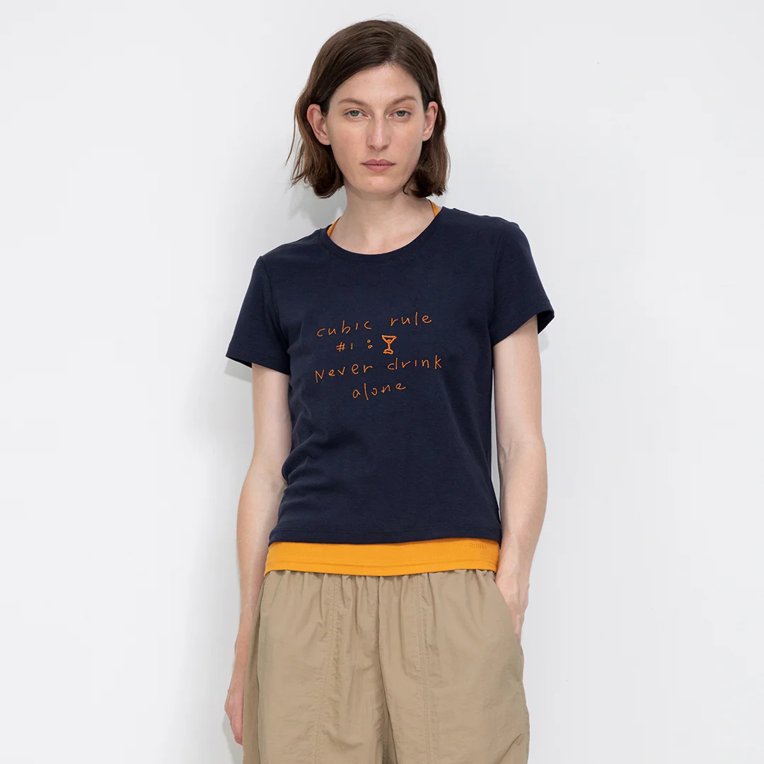 Cropped Letter Embroidered T-shirt - Image 9