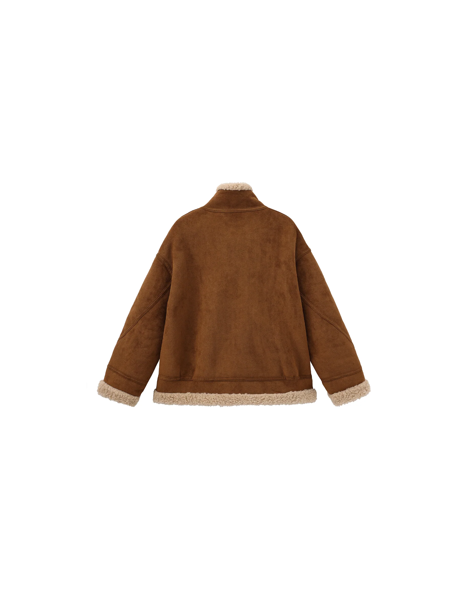 Cropped Oversized Faux Shearling Jacket - Image 8