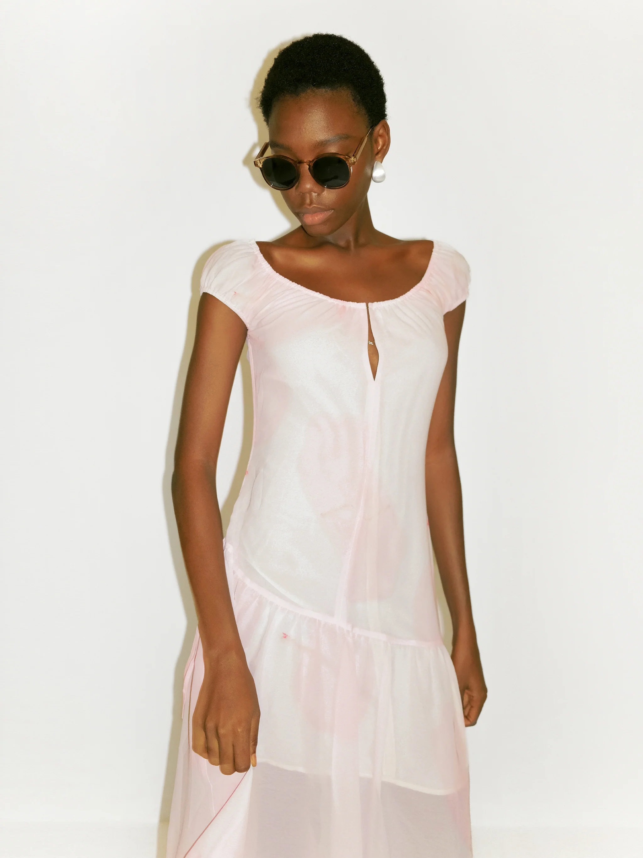CUBIC Abstract Print Asymmetrical Chiffon Midi Dress - Image 13