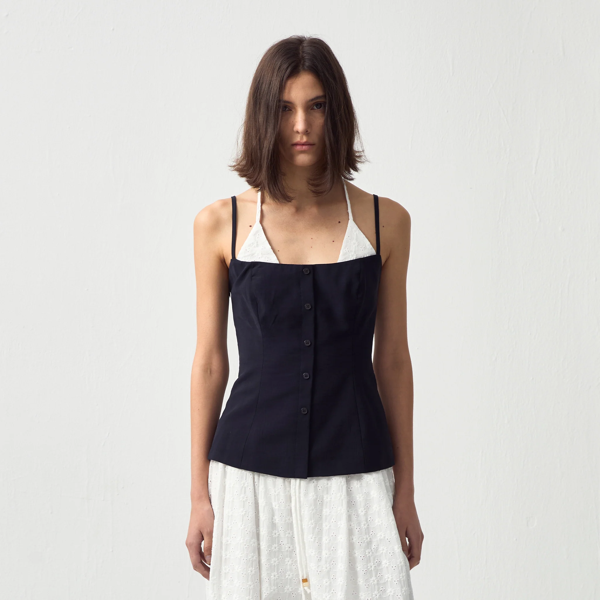 CUBIC Contrast Panel Deep V Knit Top - Image 3