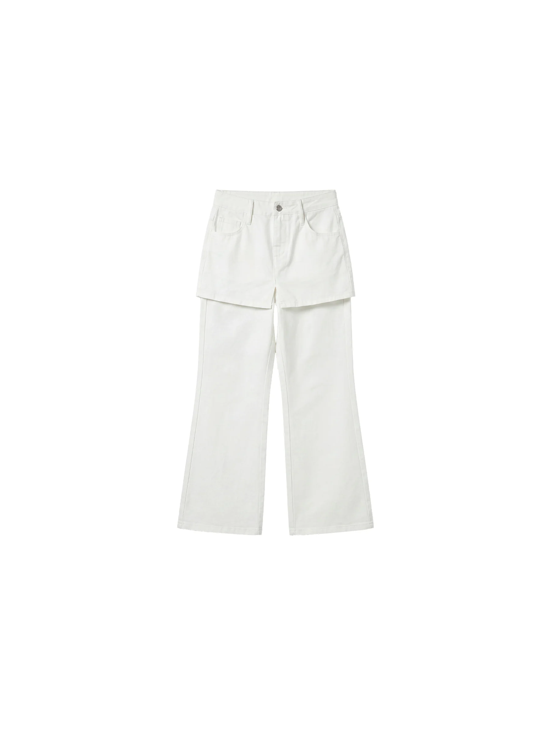 CUBIC Cotton-Blend Layered Skirt-Front Flare Trousers - Image 7