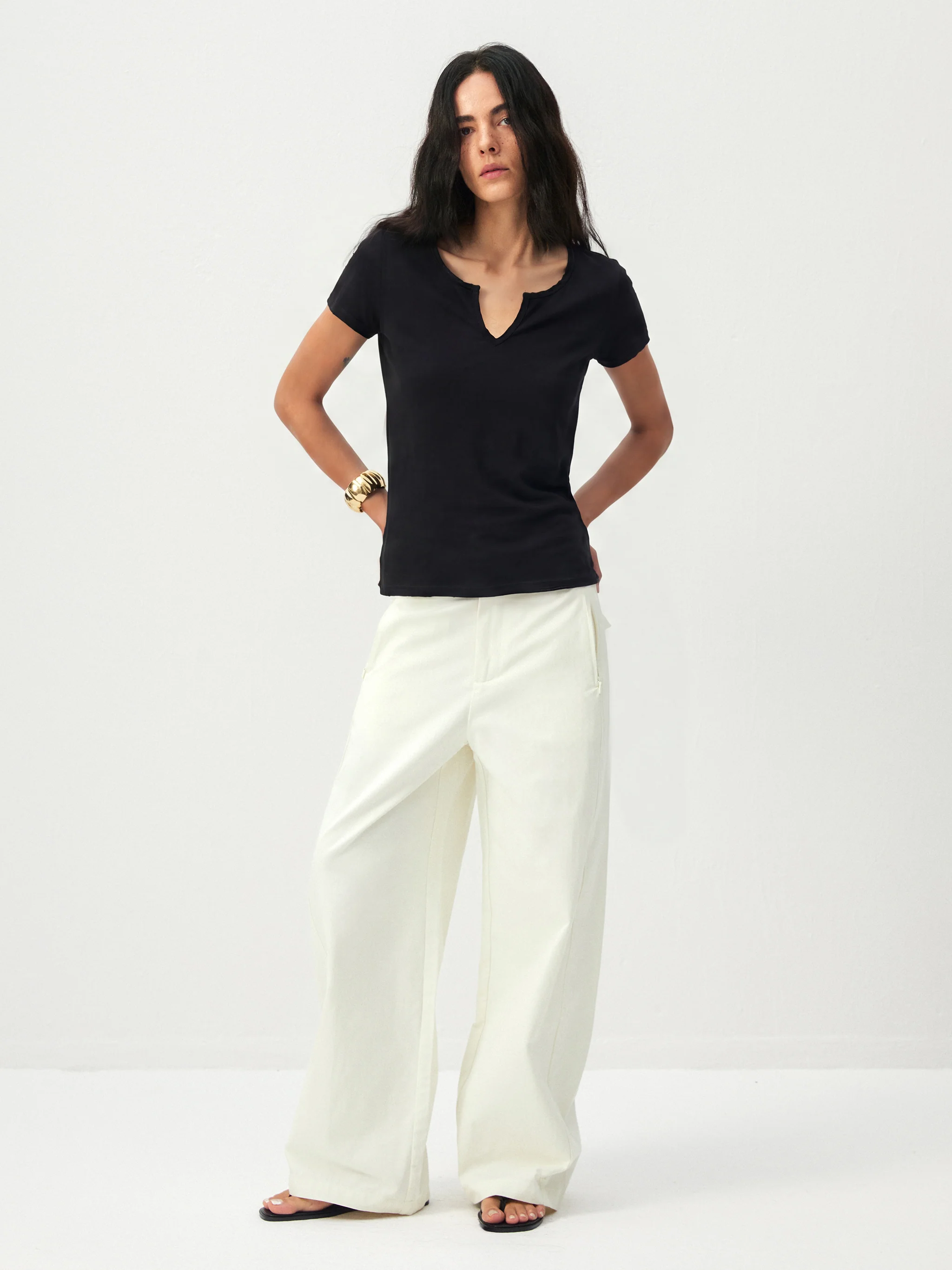 CUBIC Cotton-Blend Notch Neck Slim Fit T-shirt - Image 14