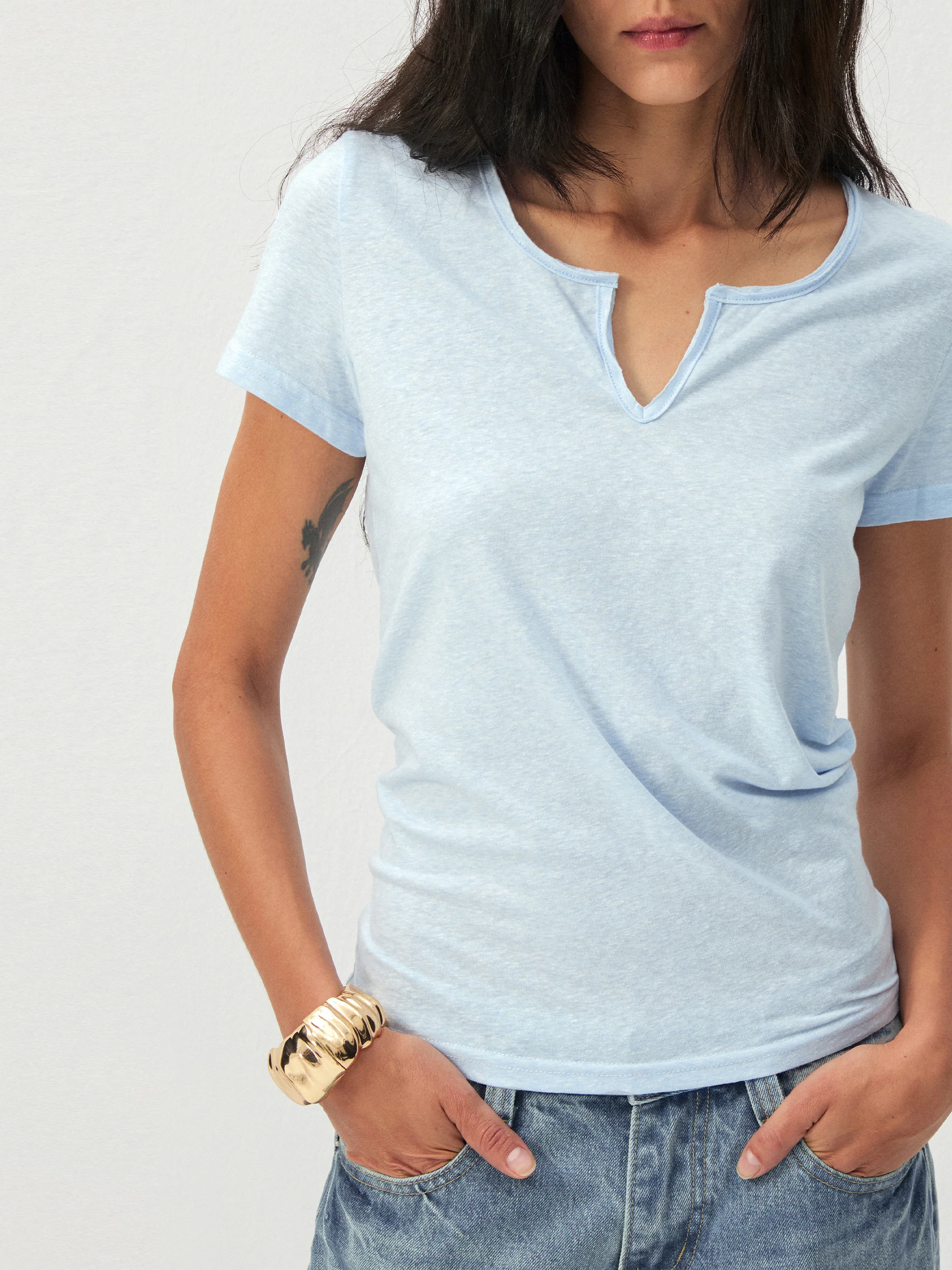 CUBIC Cotton-Blend Notch Neck Slim Fit T-shirt - Image 2