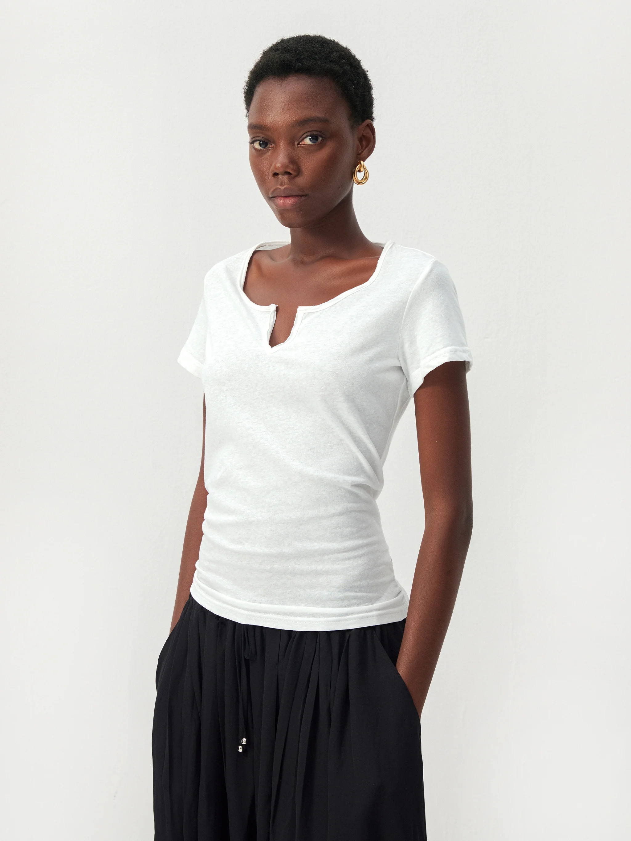 CUBIC Cotton-Blend Notch Neck Slim Fit T-shirt - Image 7