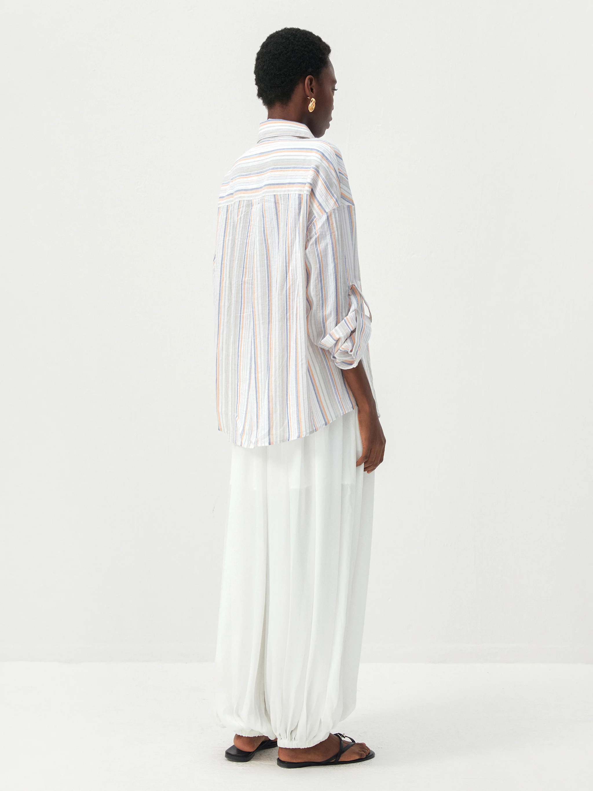 CUBIC Cotton-Blend Striped Oversized Shirt - Image 11
