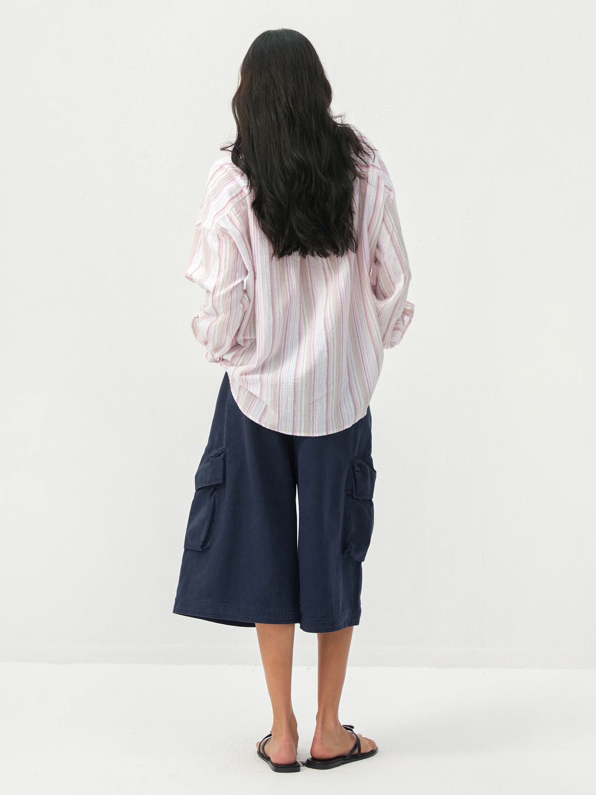 CUBIC Cotton-Blend Striped Oversized Shirt - Image 6