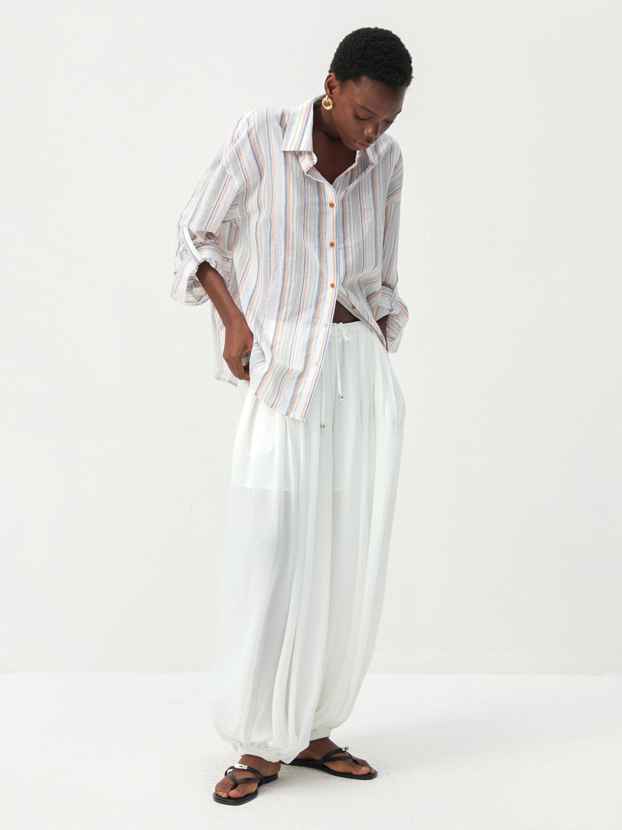 CUBIC Cotton-Blend Striped Oversized Shirt - Image 8
