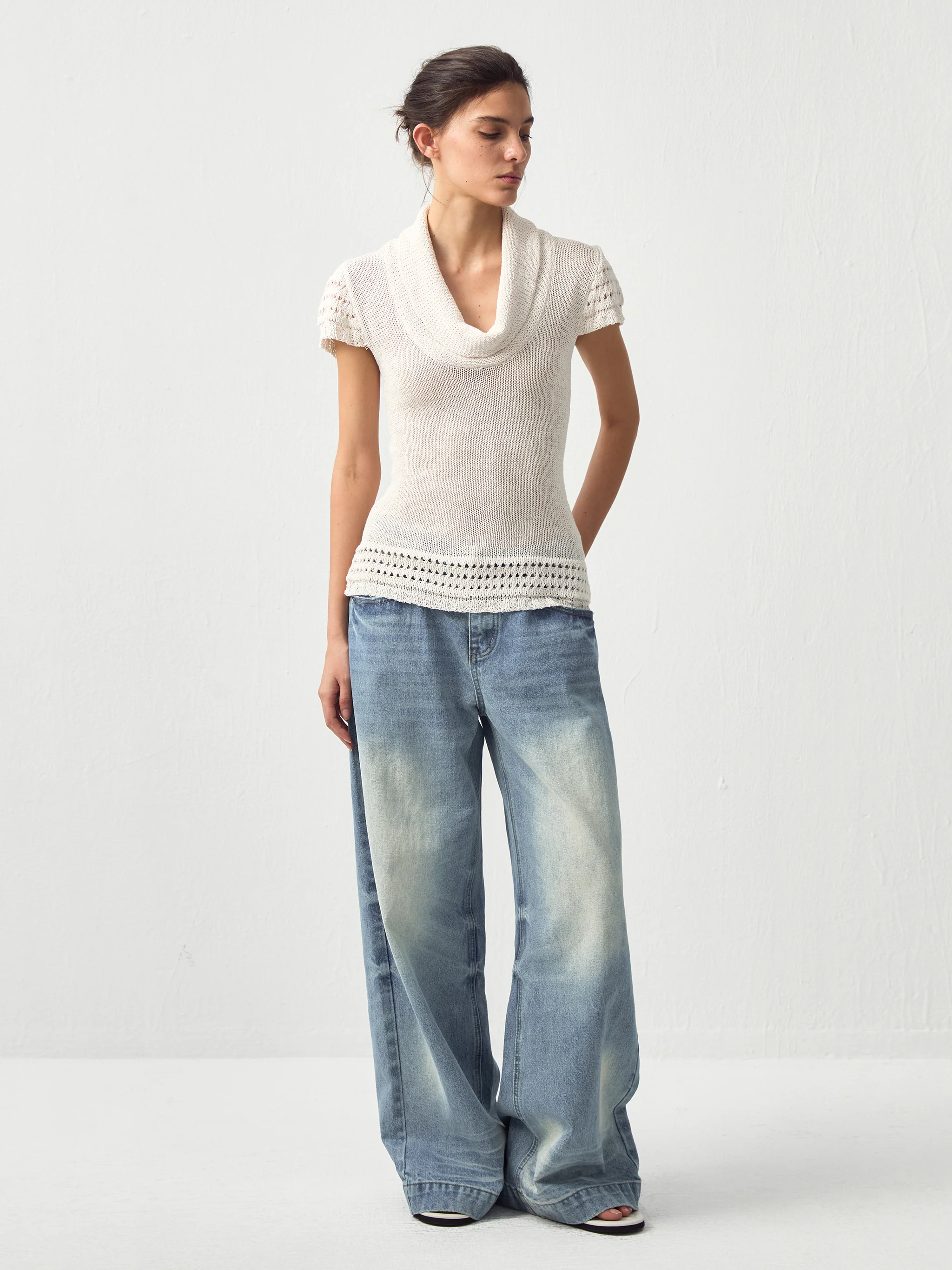 CUBIC Cowl Neck Sheer Knit Top - Image 2