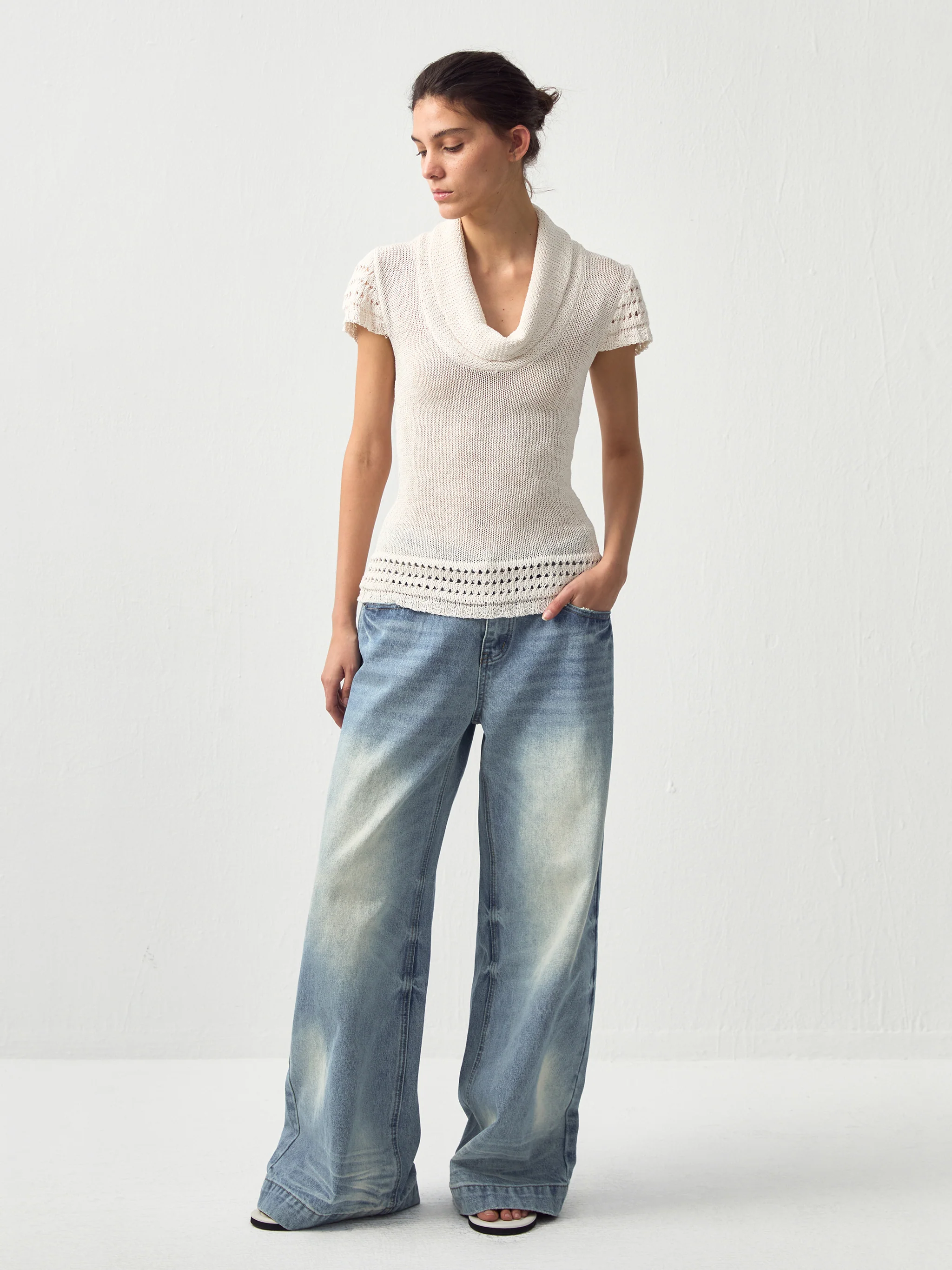 CUBIC Cowl Neck Sheer Knit Top - Image 4