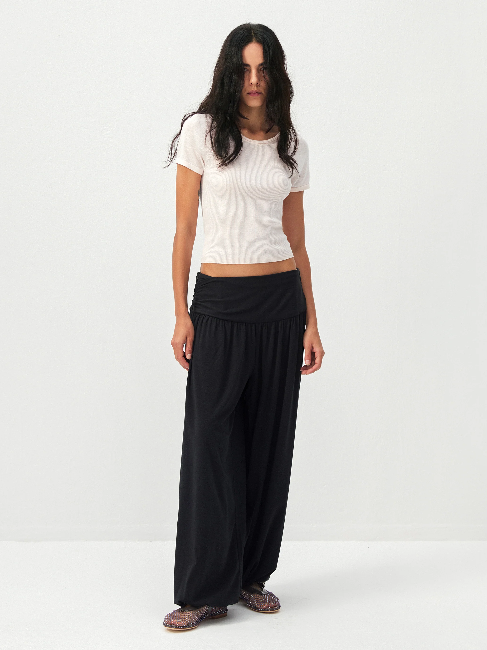 CUBIC Fold-Over Waist Wide-Leg Harem Pants - Image 5