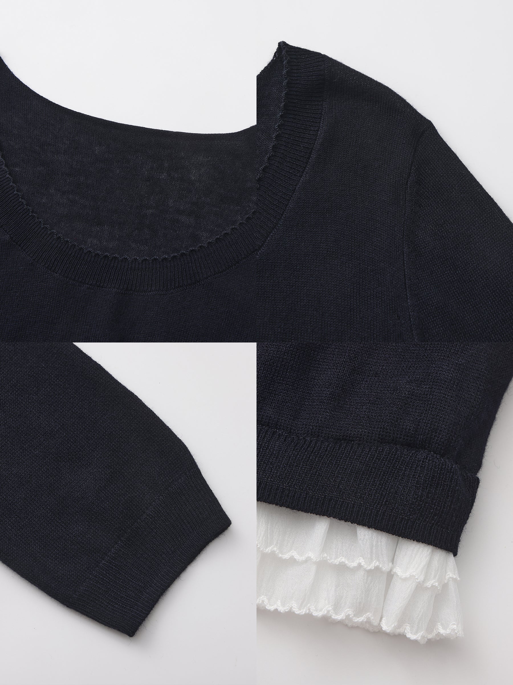CUBIC Lace Trim Cropped Knit Top - Image 15