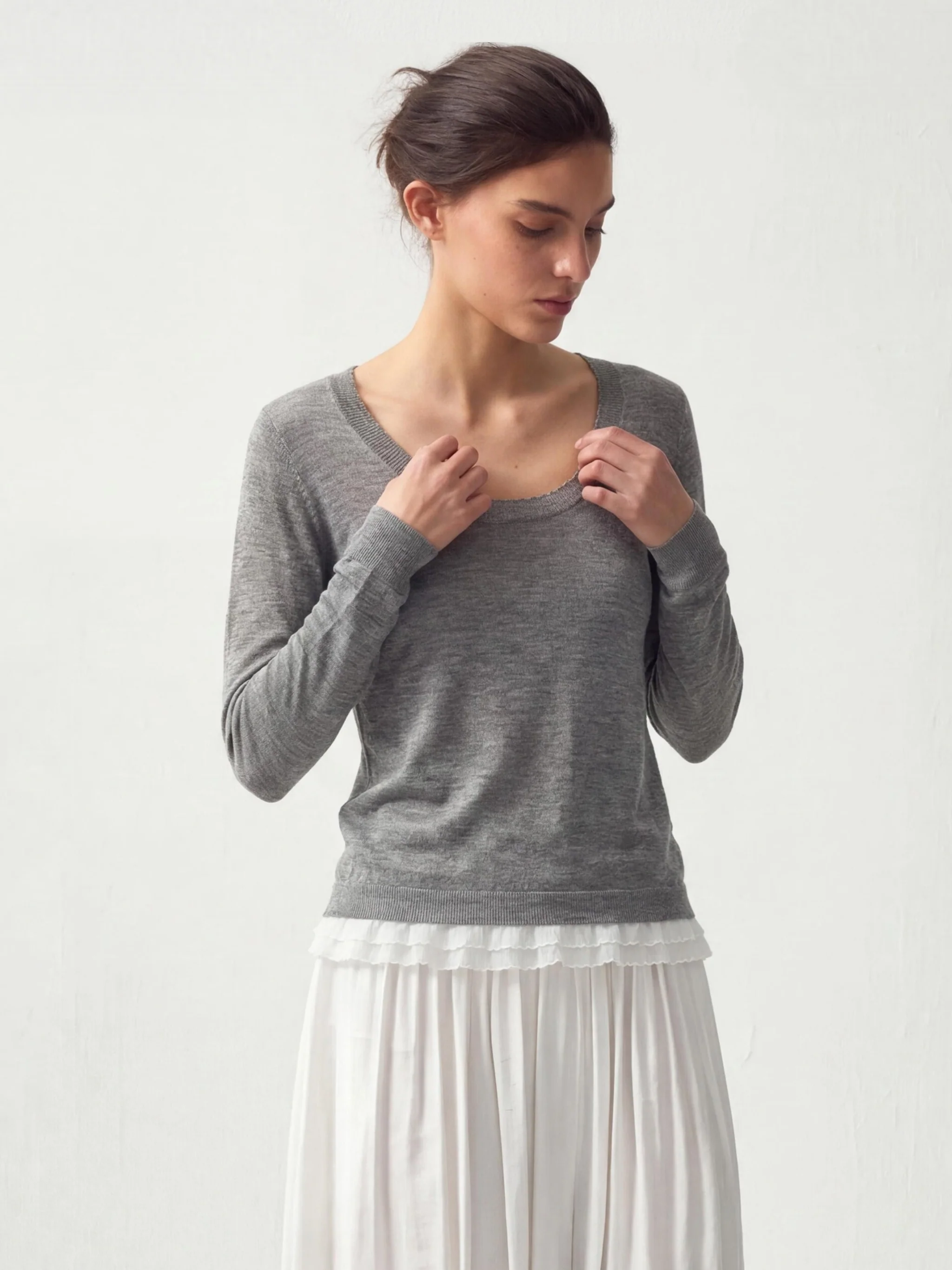 CUBIC Lace Trim Cropped Knit Top - Image 2