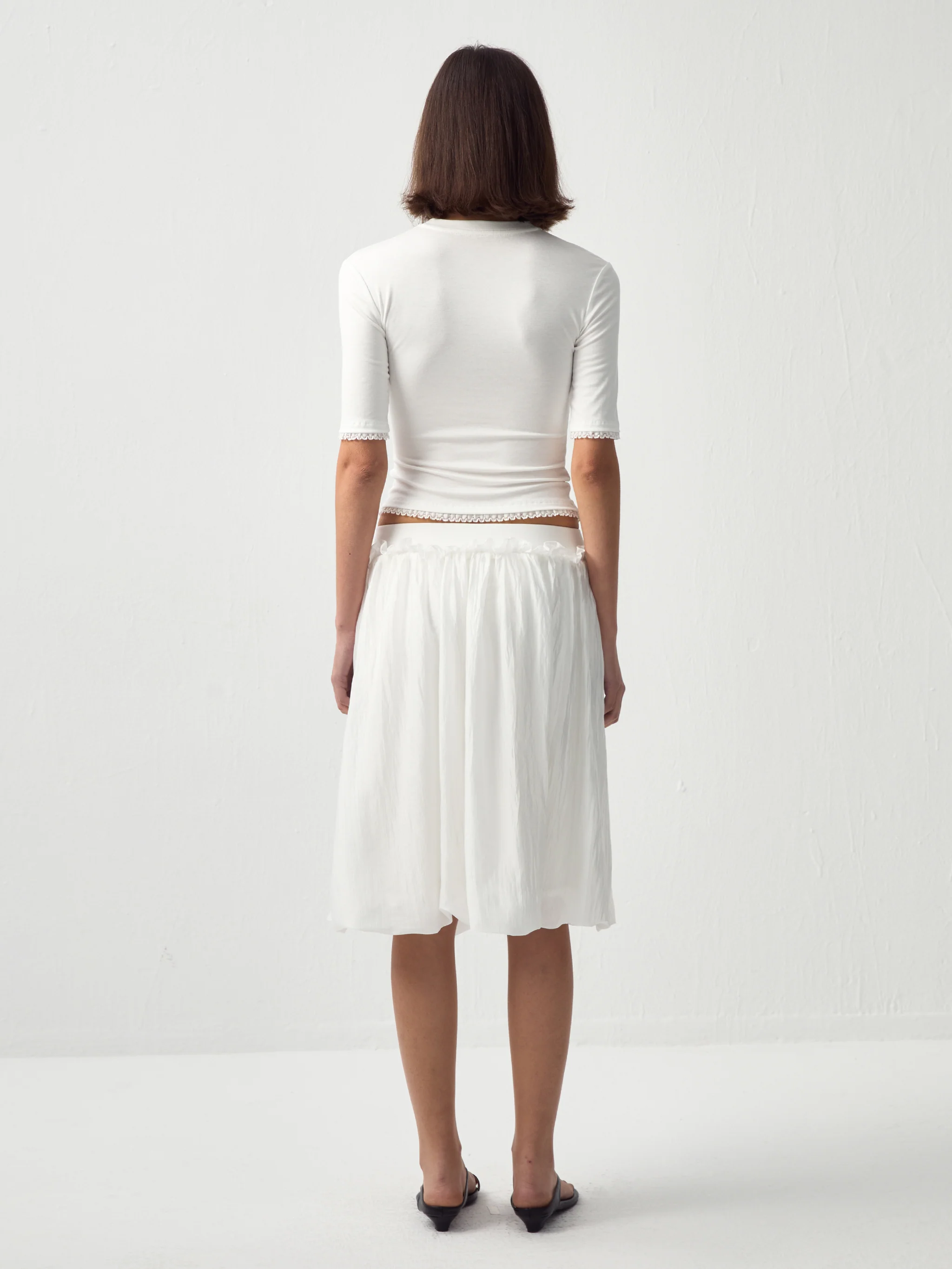 CUBIC Lace Trim Fitted Mid-Sleeve Top - Image 6