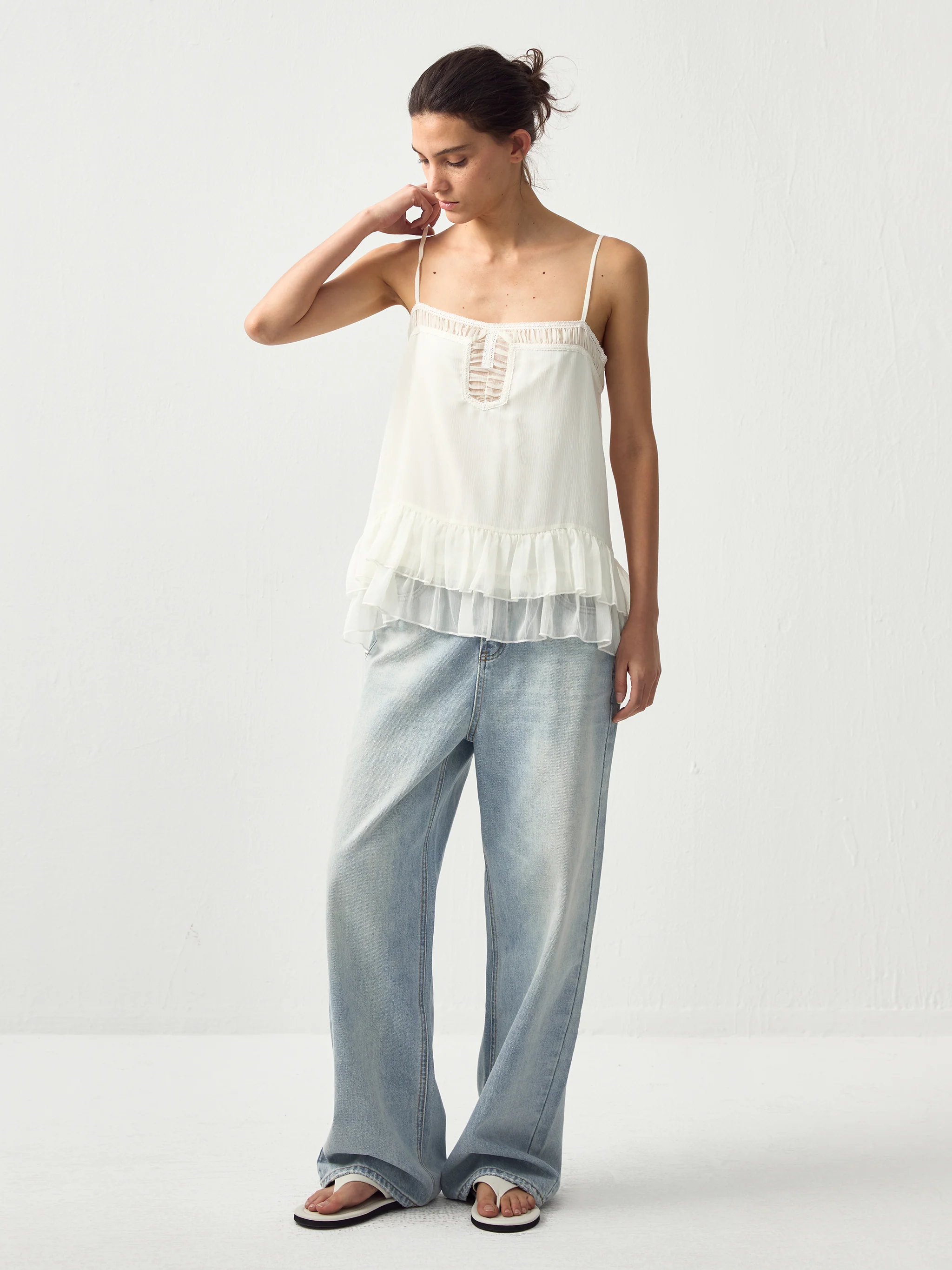 CUBIC Lace V-Neck Ruffle Floral Camisole - Image 11