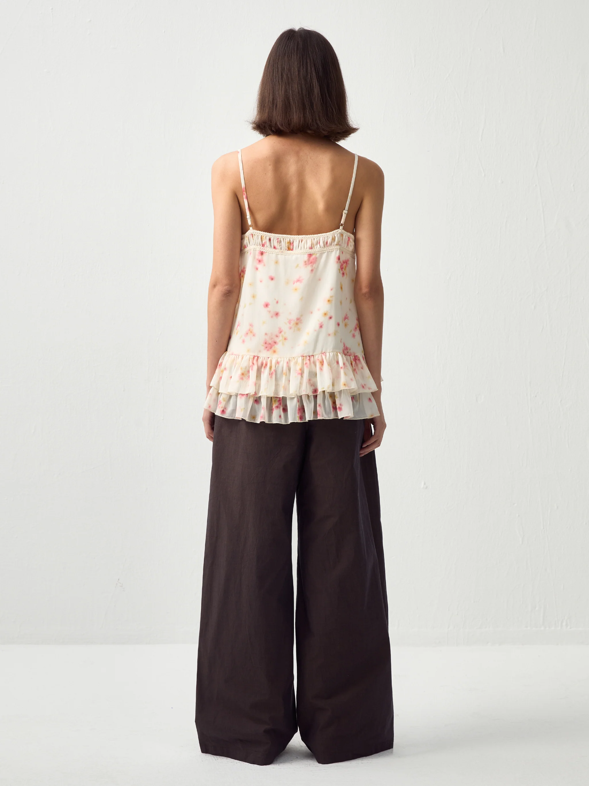 CUBIC Lace V-Neck Ruffle Floral Camisole - Image 6