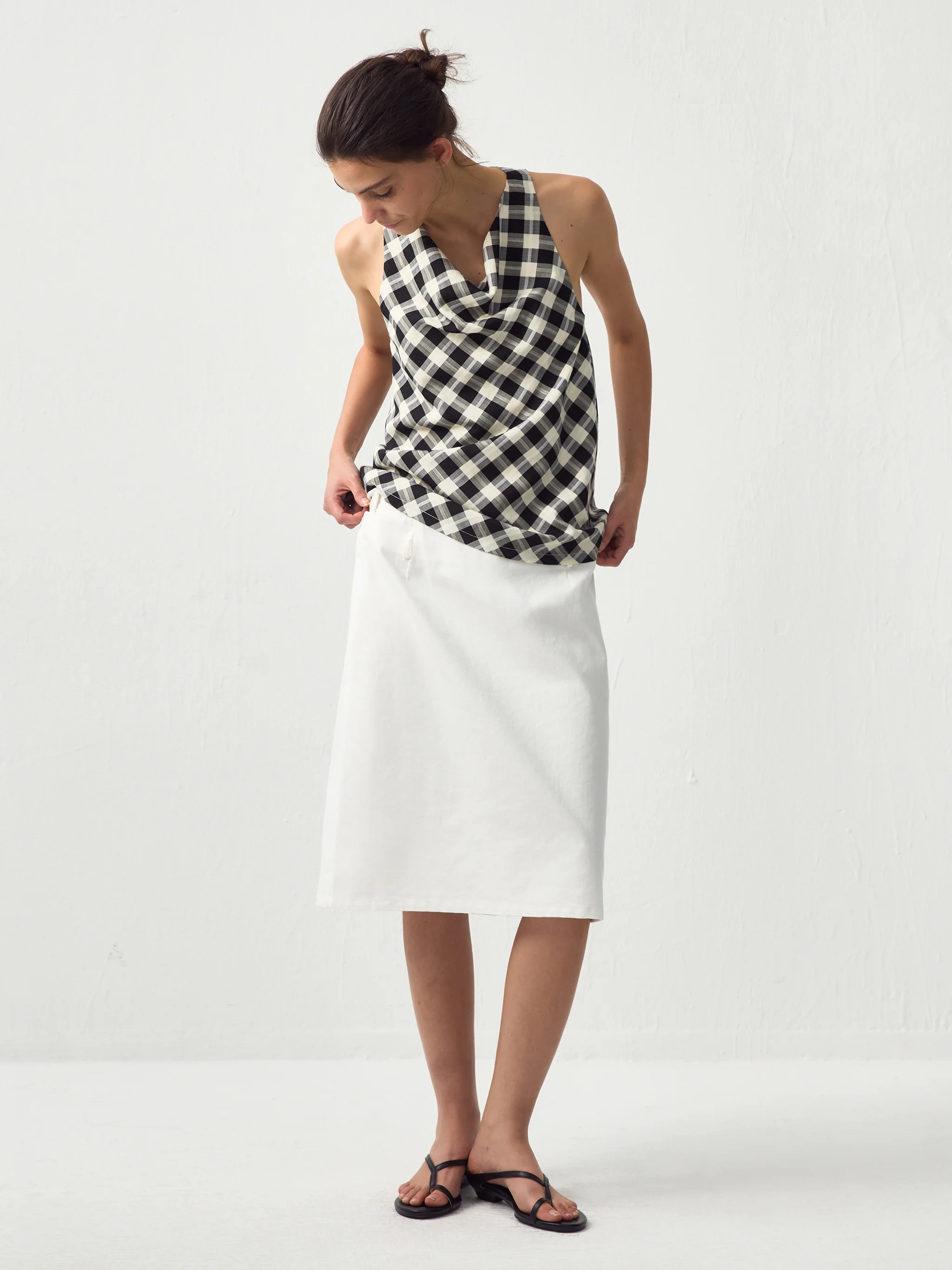 CUBIC Linen Blend Halter Check Top - Image 10