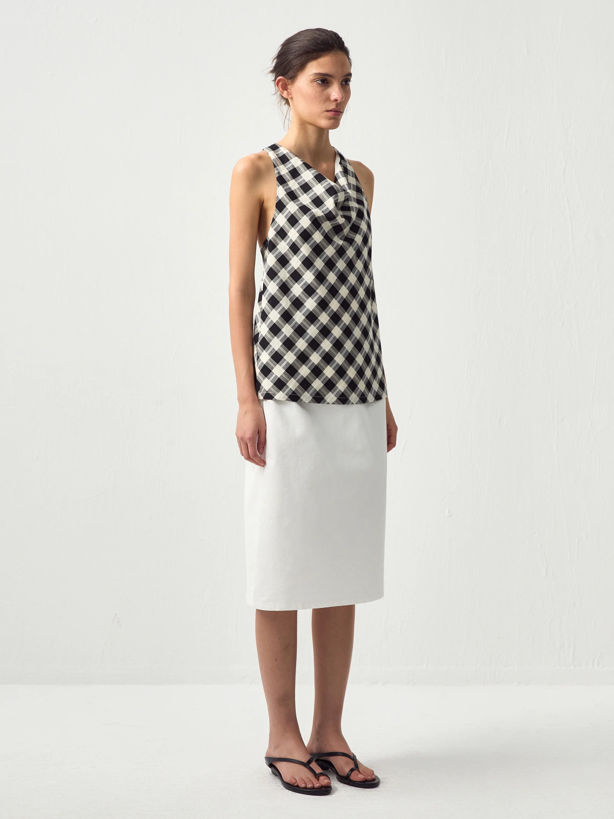 CUBIC Linen Blend Halter Check Top - Image 11