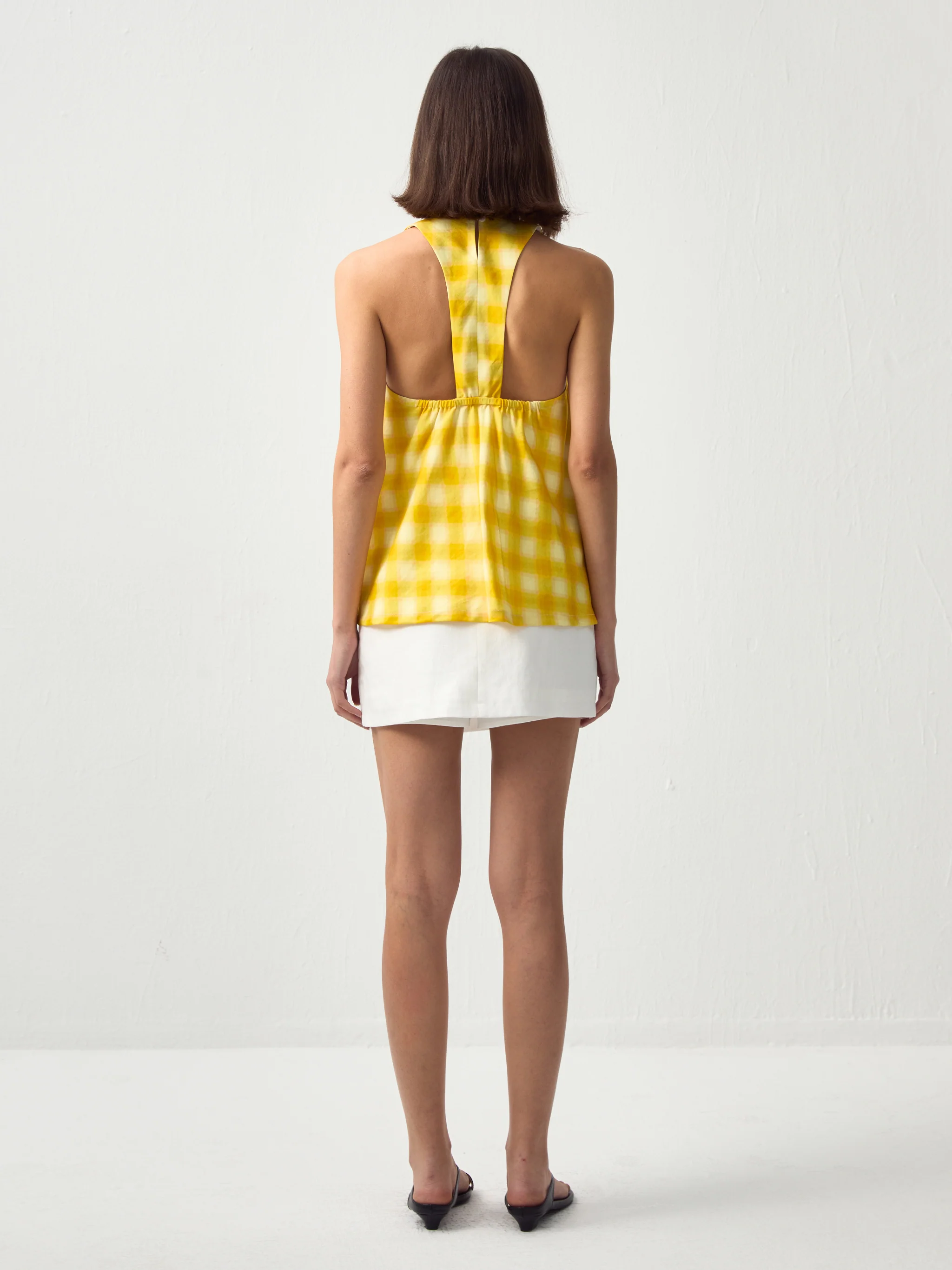 CUBIC Linen Blend Halter Check Top - Image 6