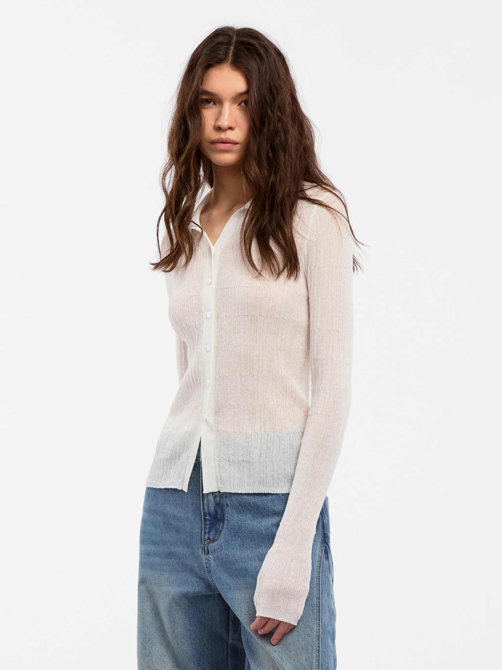 CUBIC Linen Collared Long-Sleeved Knit Sweater - Image 7