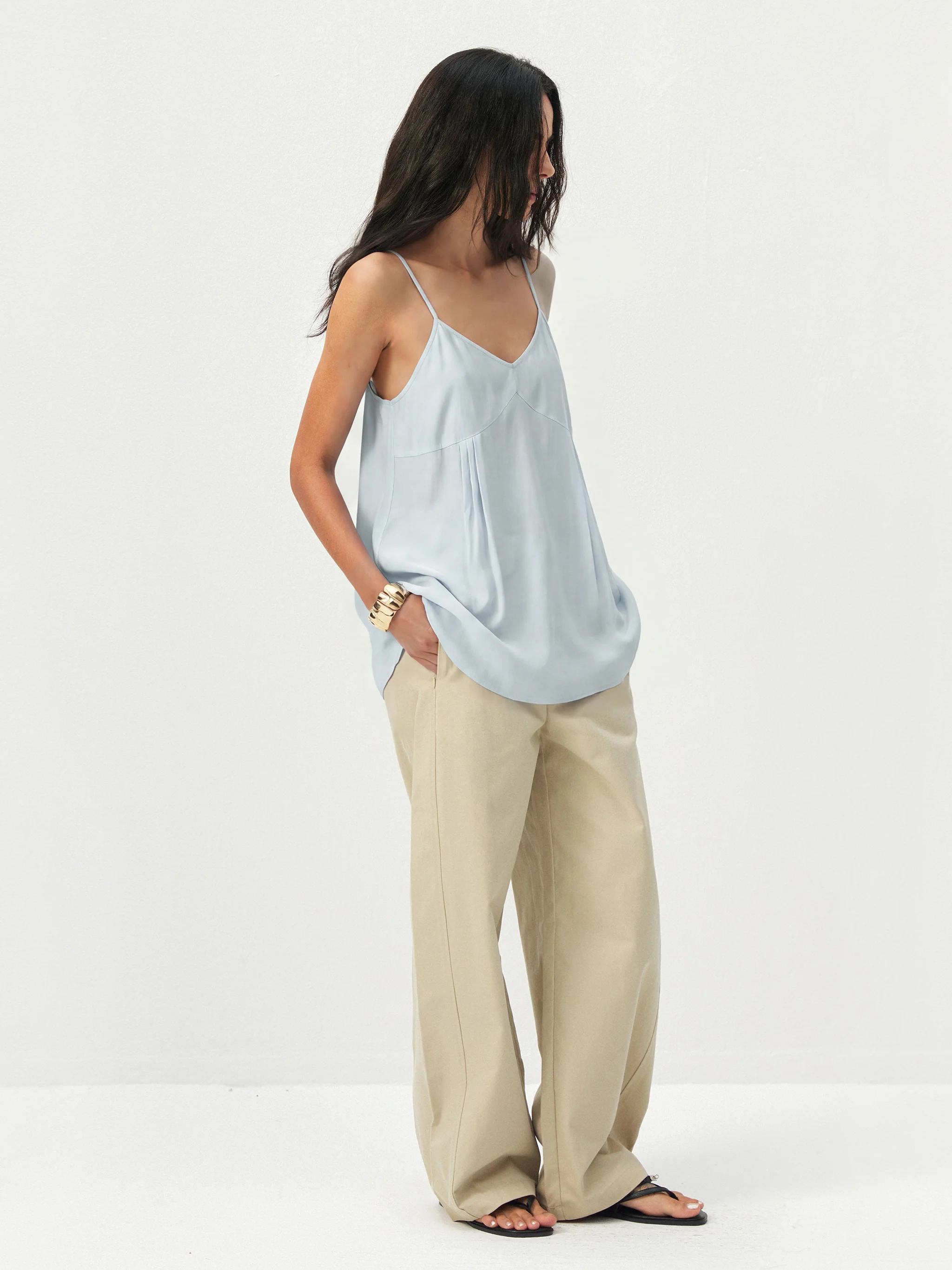 CUBIC Lyocell-Blend V-Neck Pleated Camisole - Image 10