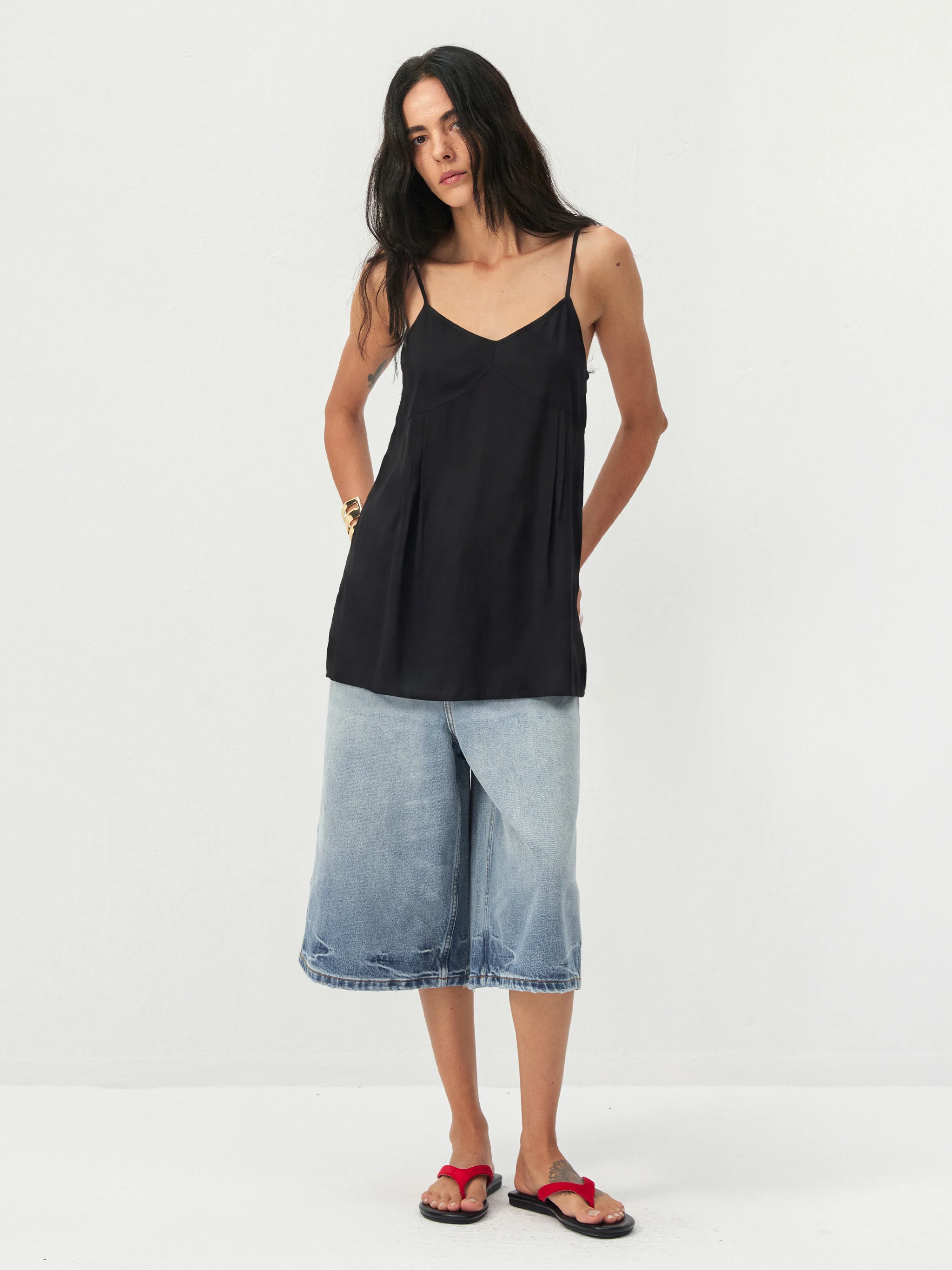 CUBIC Lyocell-Blend V-Neck Pleated Camisole - Image 12