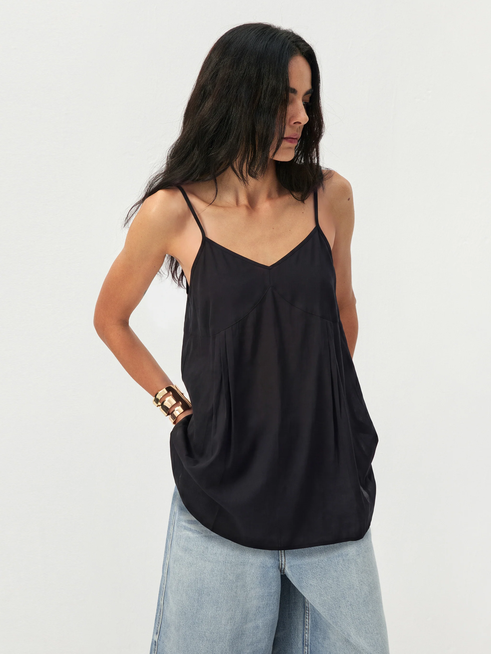 CUBIC Lyocell-Blend V-Neck Pleated Camisole - Image 13
