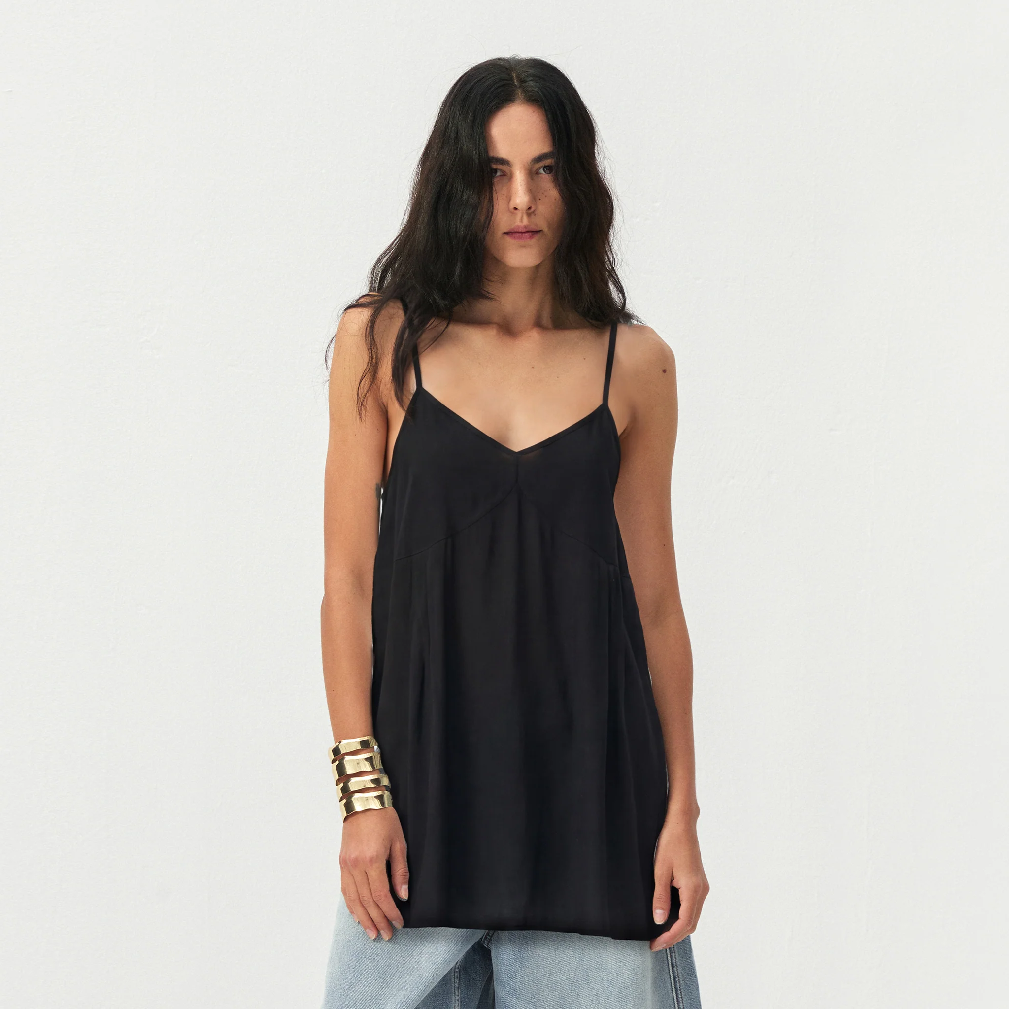 CUBIC Lyocell-Blend V-Neck Pleated Camisole - Image 14