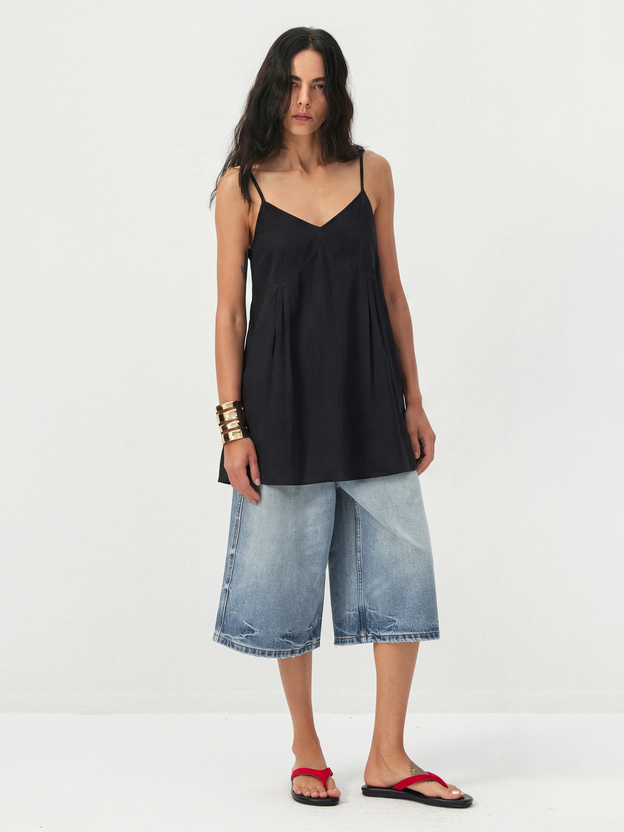 CUBIC Lyocell-Blend V-Neck Pleated Camisole - Image 15