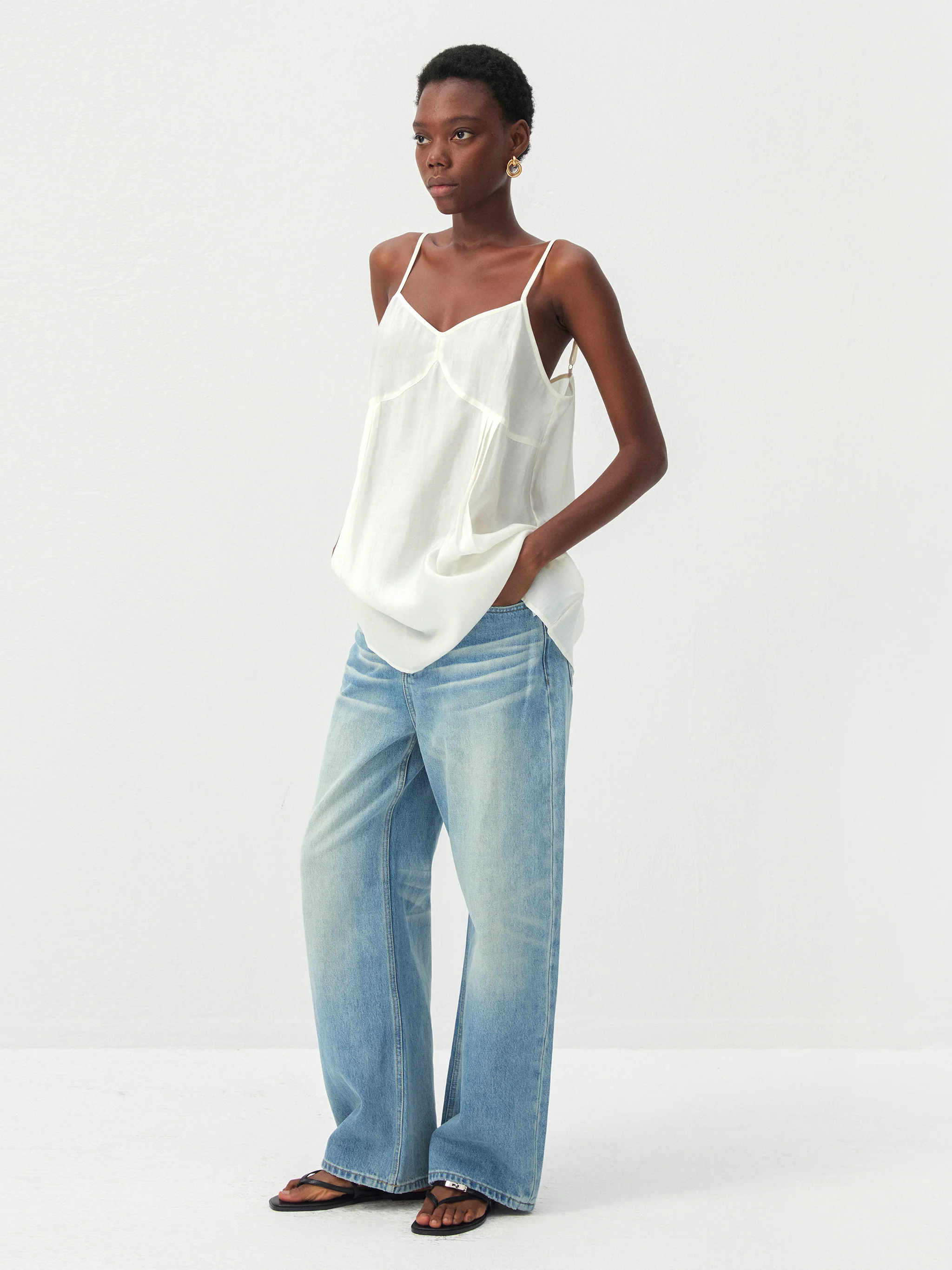 CUBIC Lyocell-Blend V-Neck Pleated Camisole - Image 5