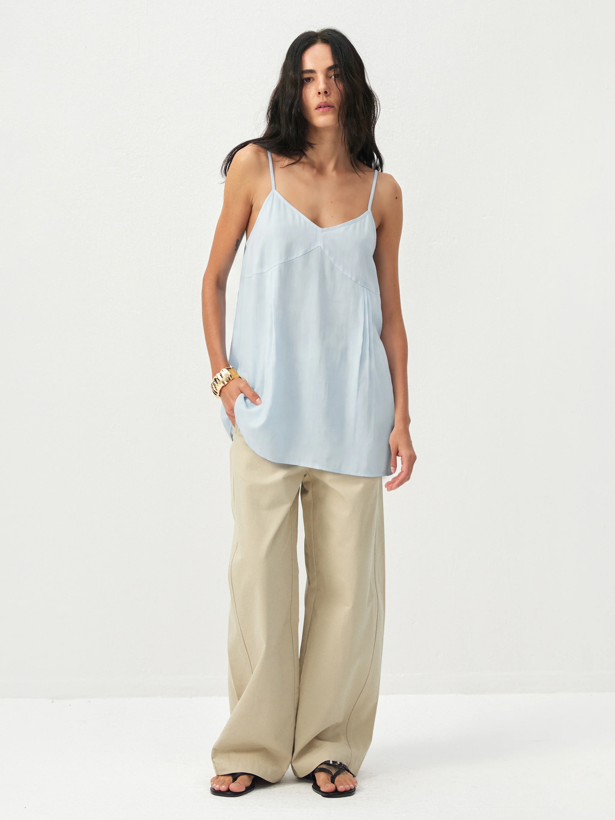 CUBIC Lyocell-Blend V-Neck Pleated Camisole - Image 7