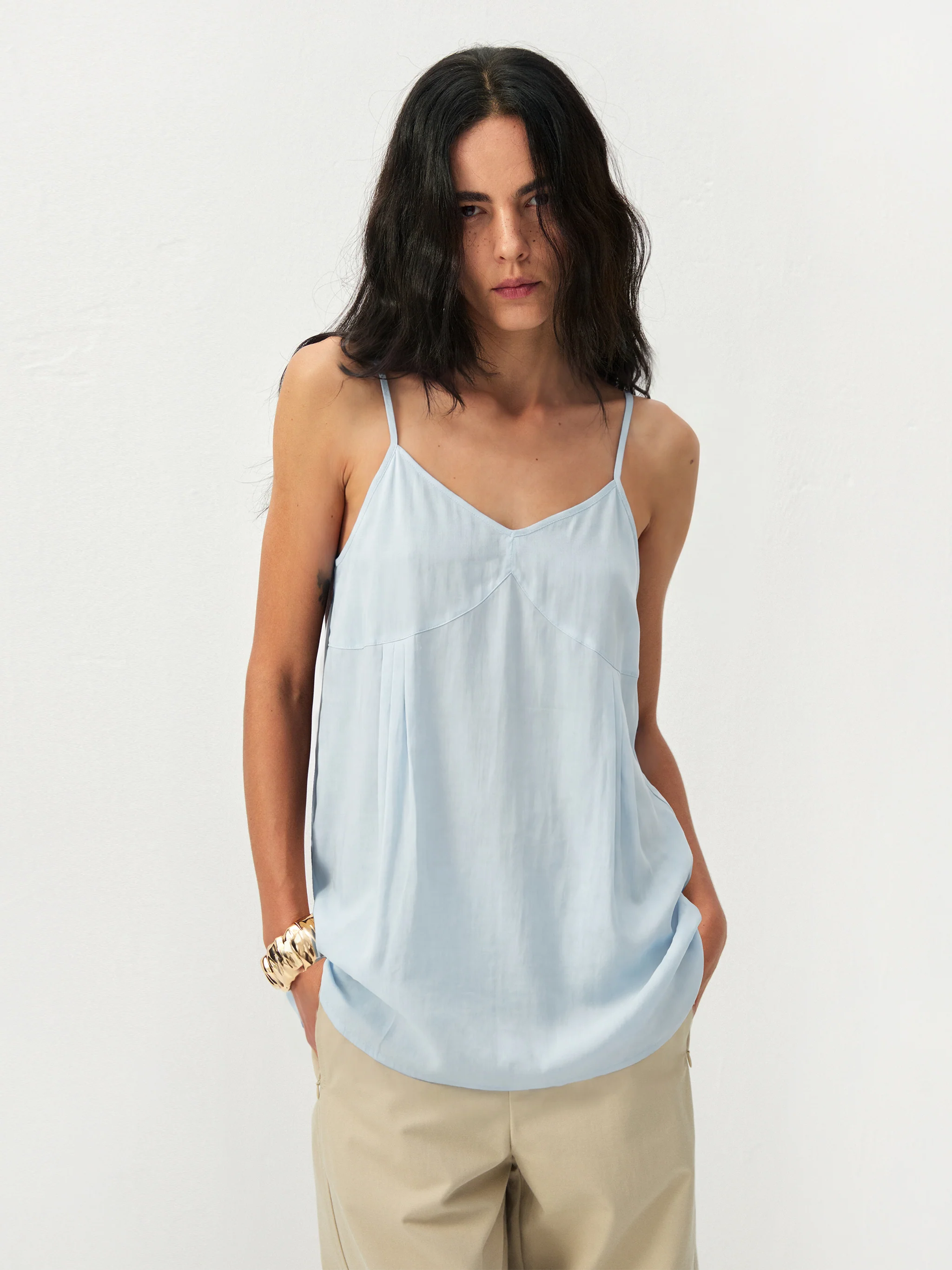 CUBIC Lyocell-Blend V-Neck Pleated Camisole - Image 8