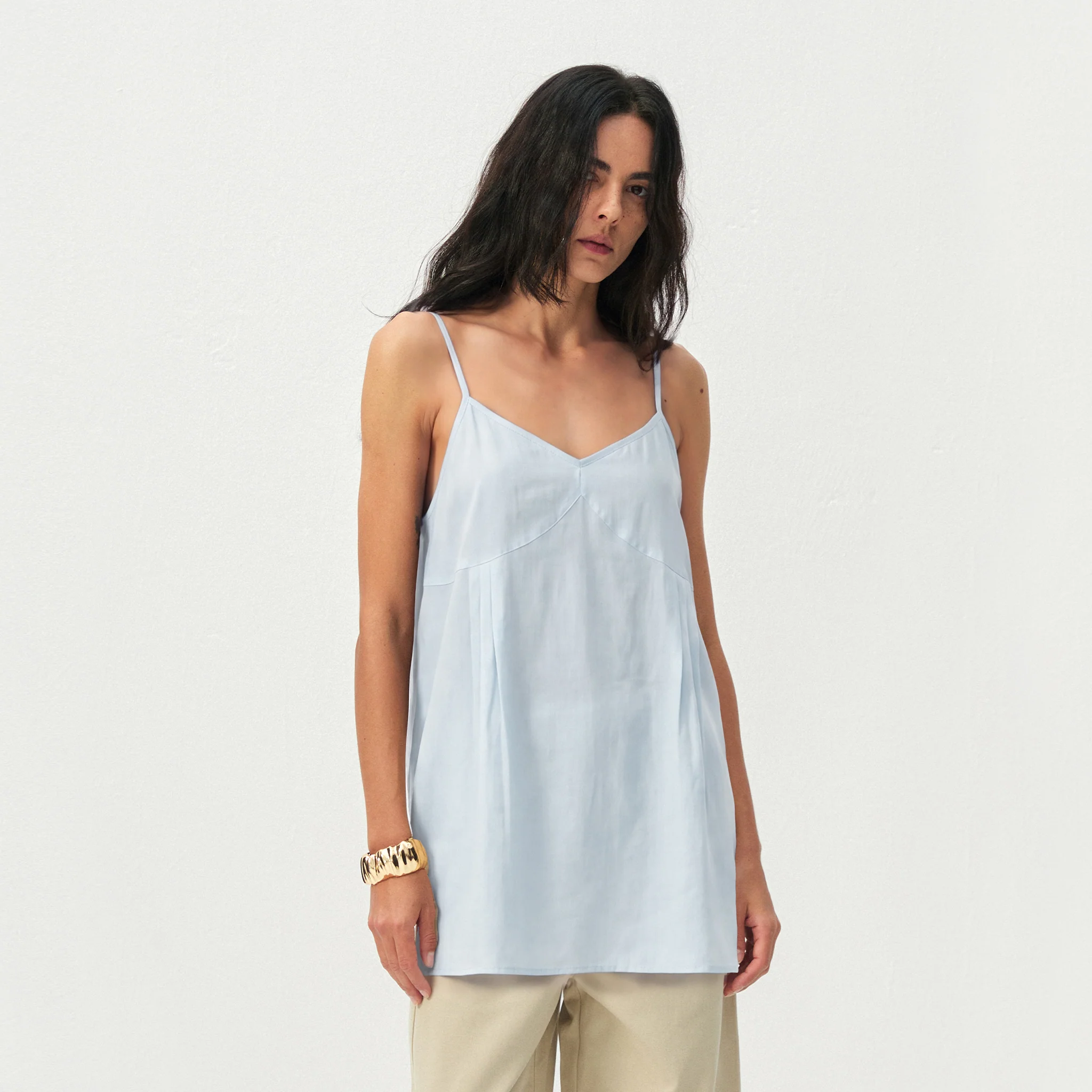 CUBIC Lyocell-Blend V-Neck Pleated Camisole - Image 9