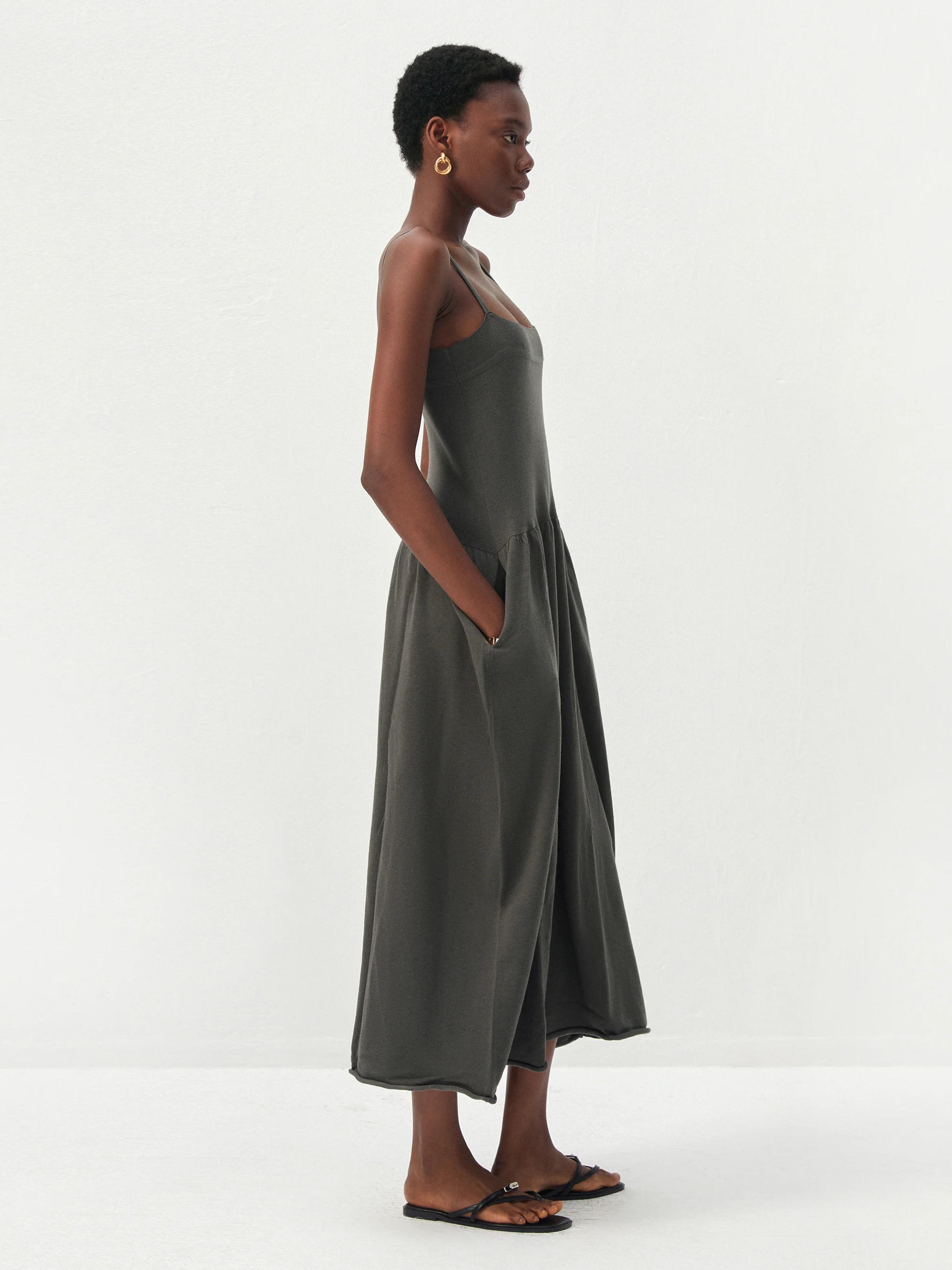 CUBIC Lyocell-Wool Blend Drop-Waist Midi Dress - Image 10