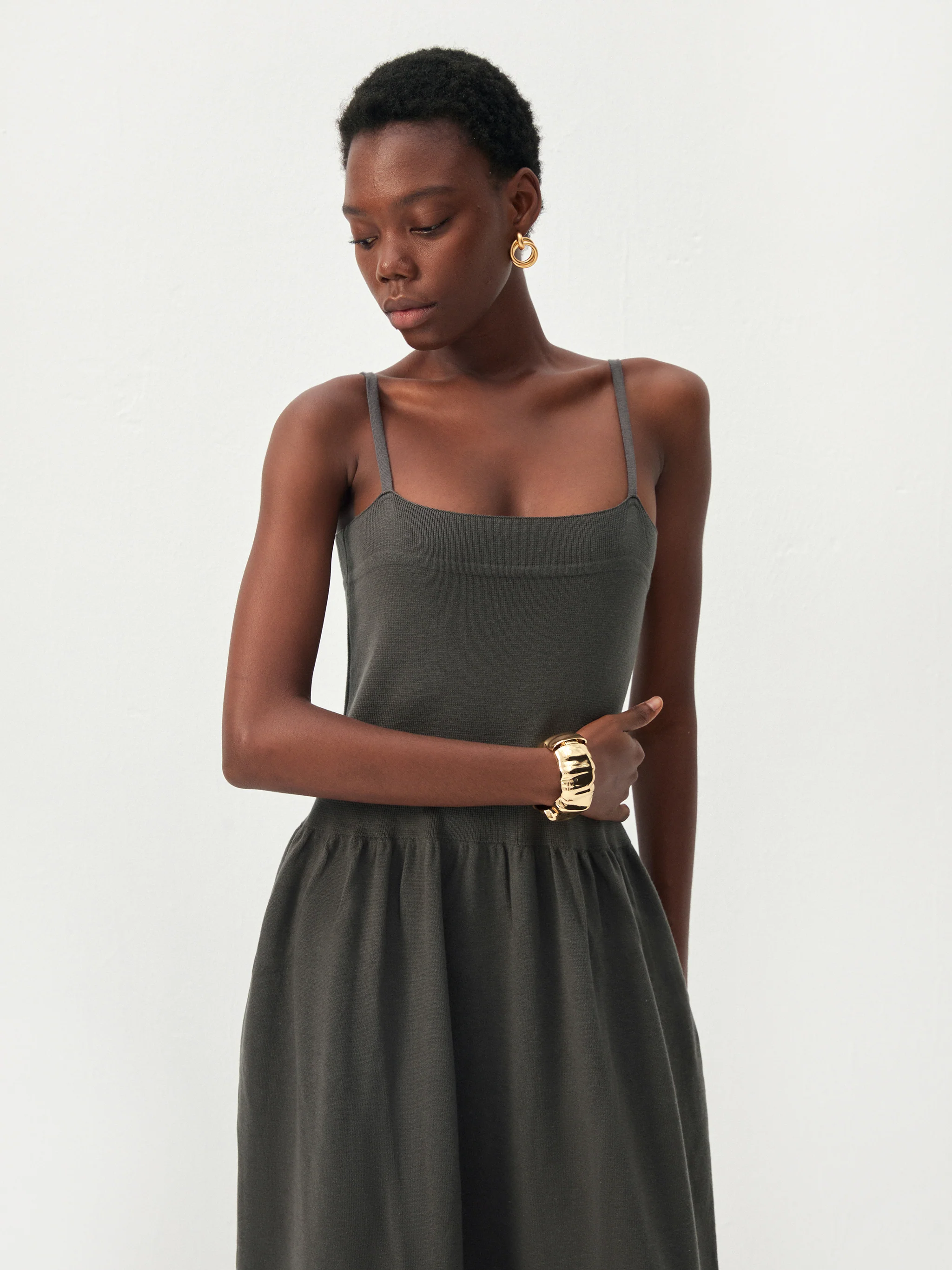 CUBIC Lyocell-Wool Blend Drop-Waist Midi Dress - Image 11