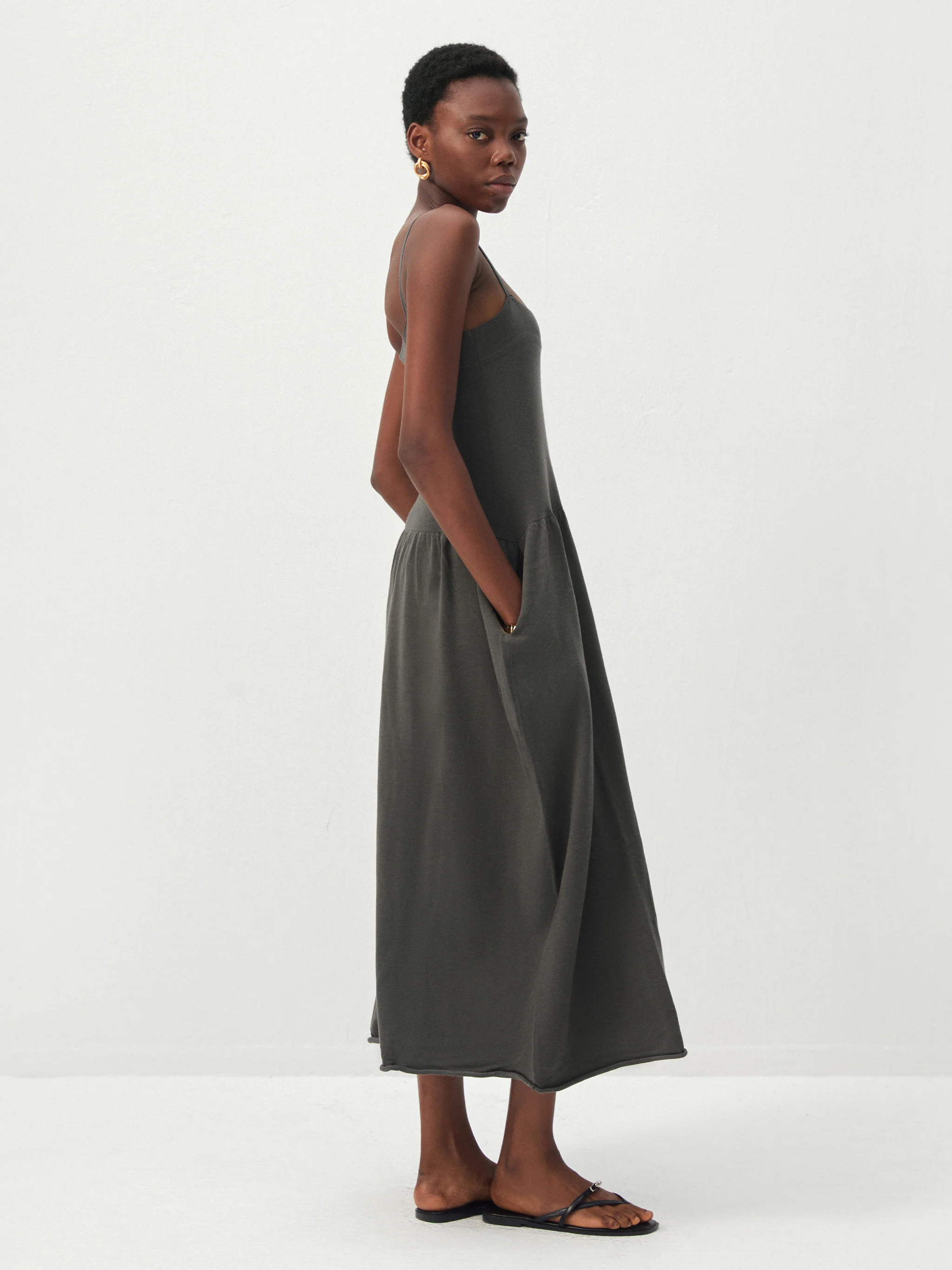 CUBIC Lyocell-Wool Blend Drop-Waist Midi Dress - Image 12