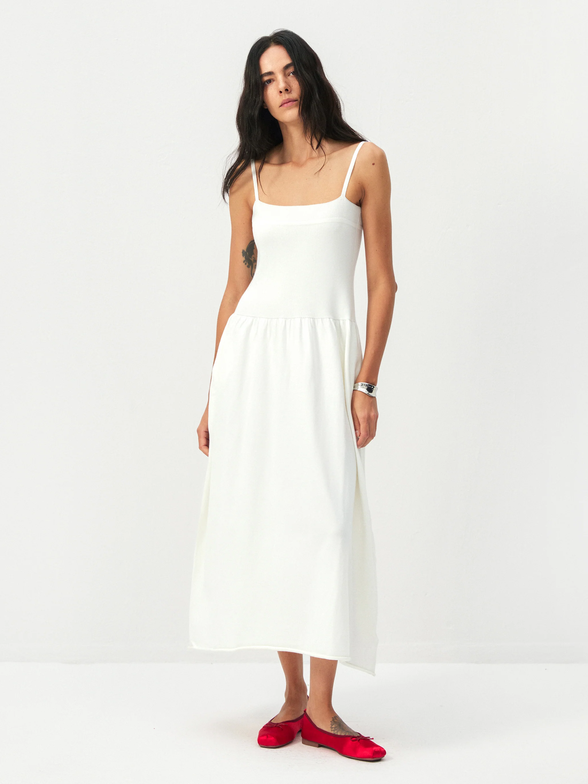 CUBIC Lyocell-Wool Blend Drop-Waist Midi Dress - Image 4