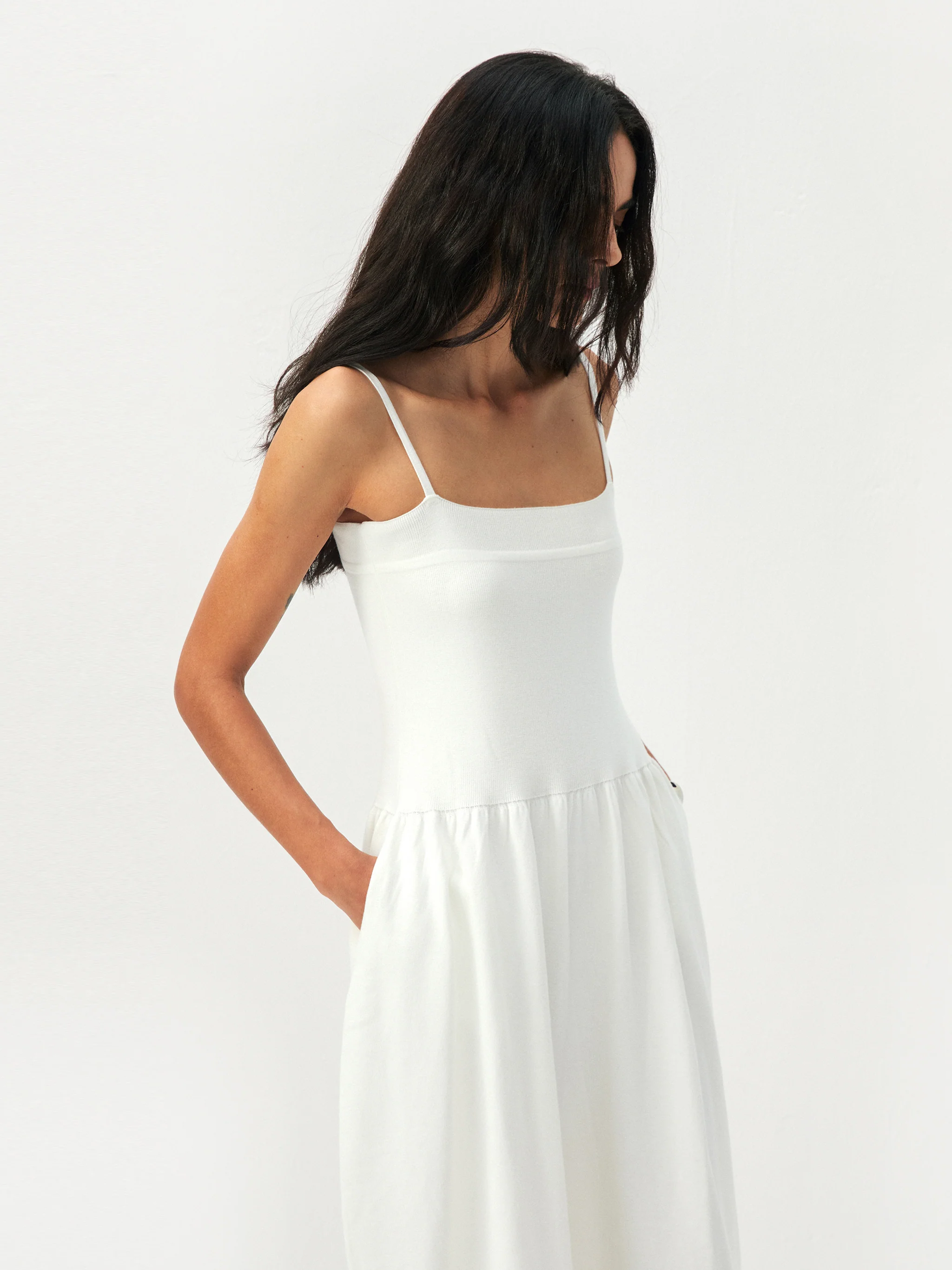 CUBIC Lyocell-Wool Blend Drop-Waist Midi Dress - Image 5