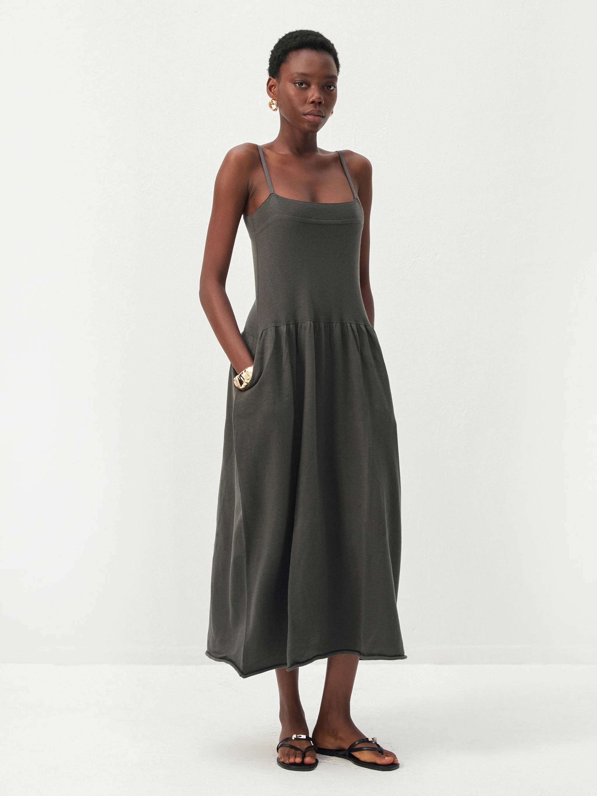 CUBIC Lyocell-Wool Blend Drop-Waist Midi Dress - Image 7