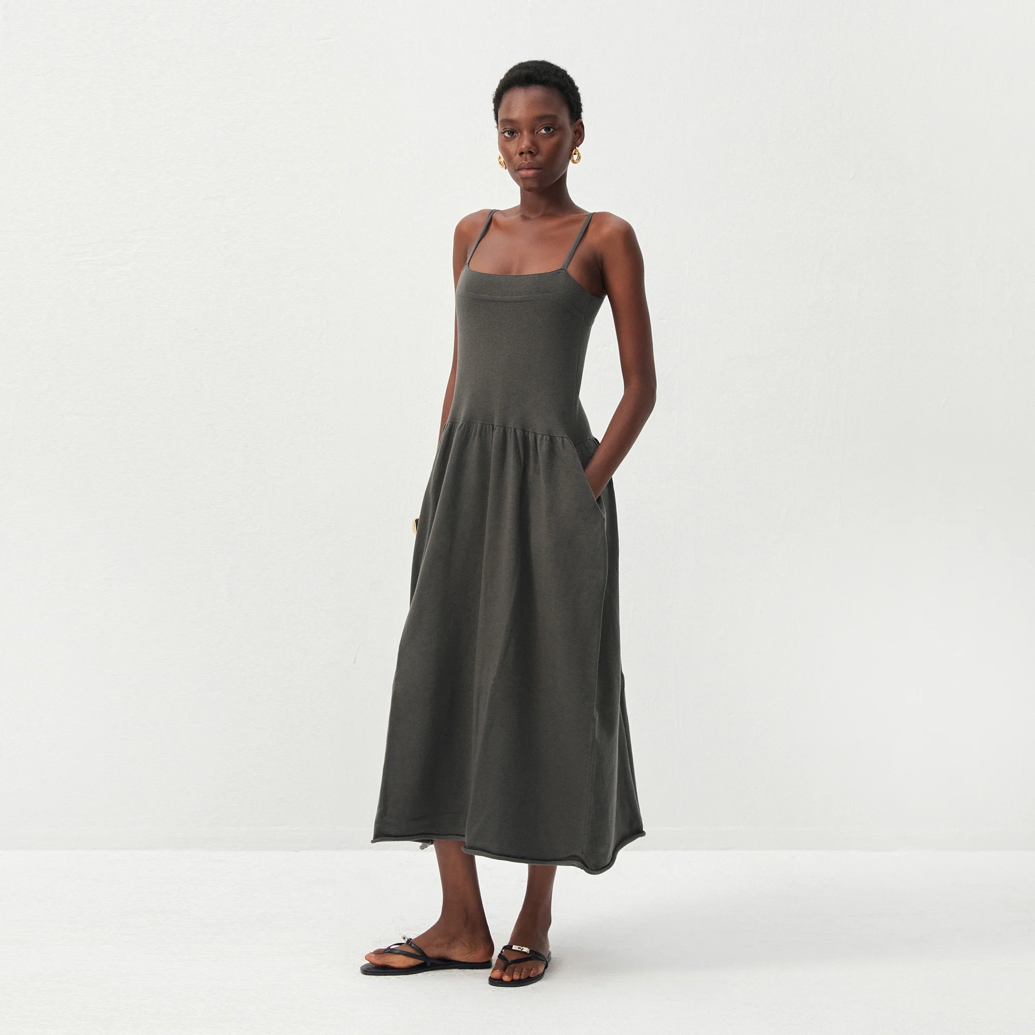 CUBIC Lyocell-Wool Blend Drop-Waist Midi Dress - Image 9