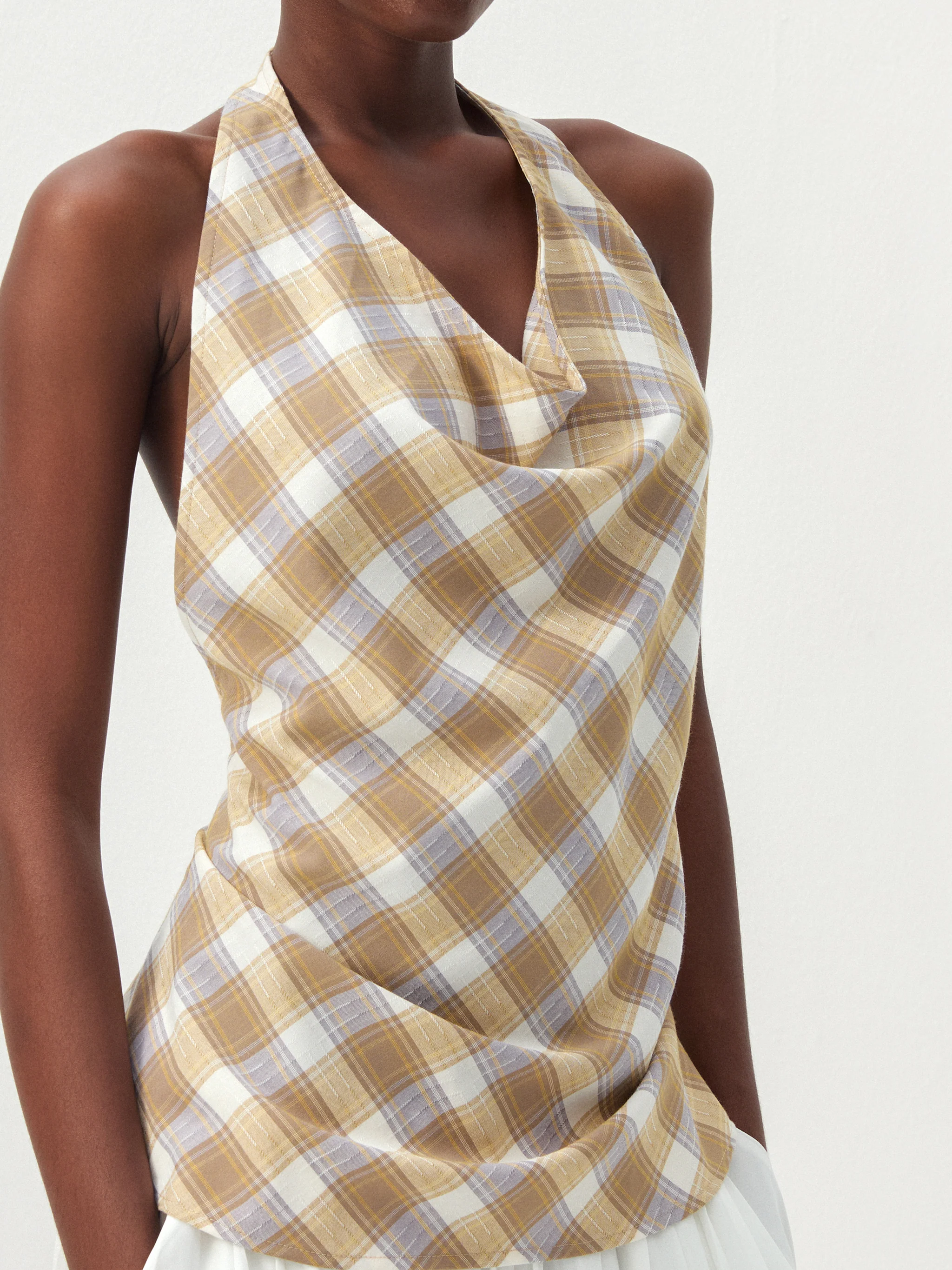 CUBIC Plaid Wrap-Effect Long Sleeve Blouse - Image 2