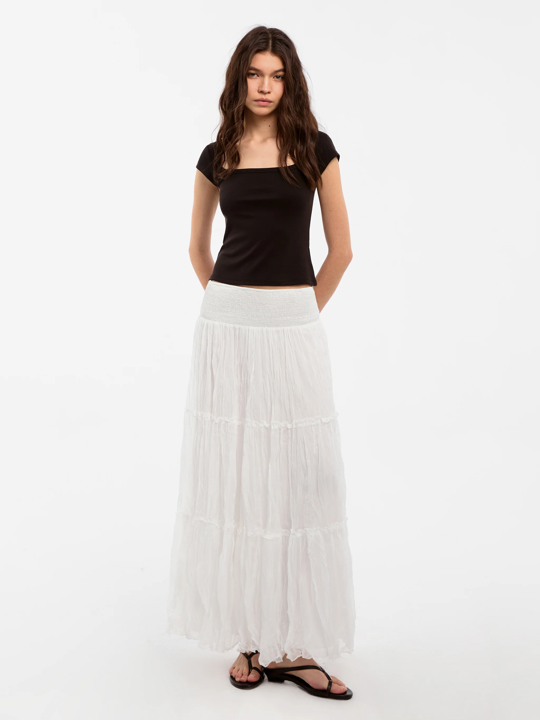 CUBIC Pleated and Gathered Design Tulle Skirt - Image 2