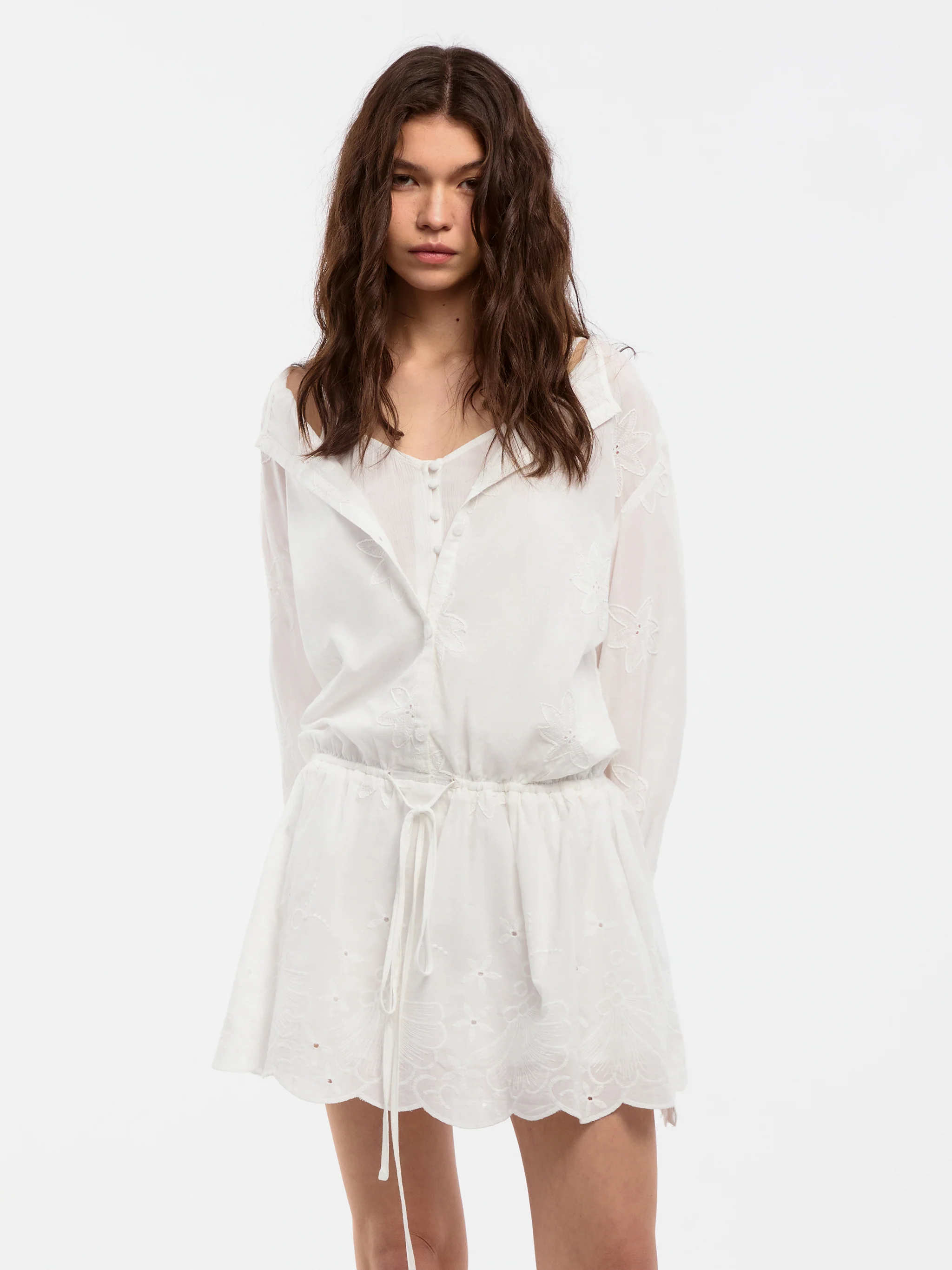 CUBIC Pure Cotton Shirt Dress with Lace - Image 2