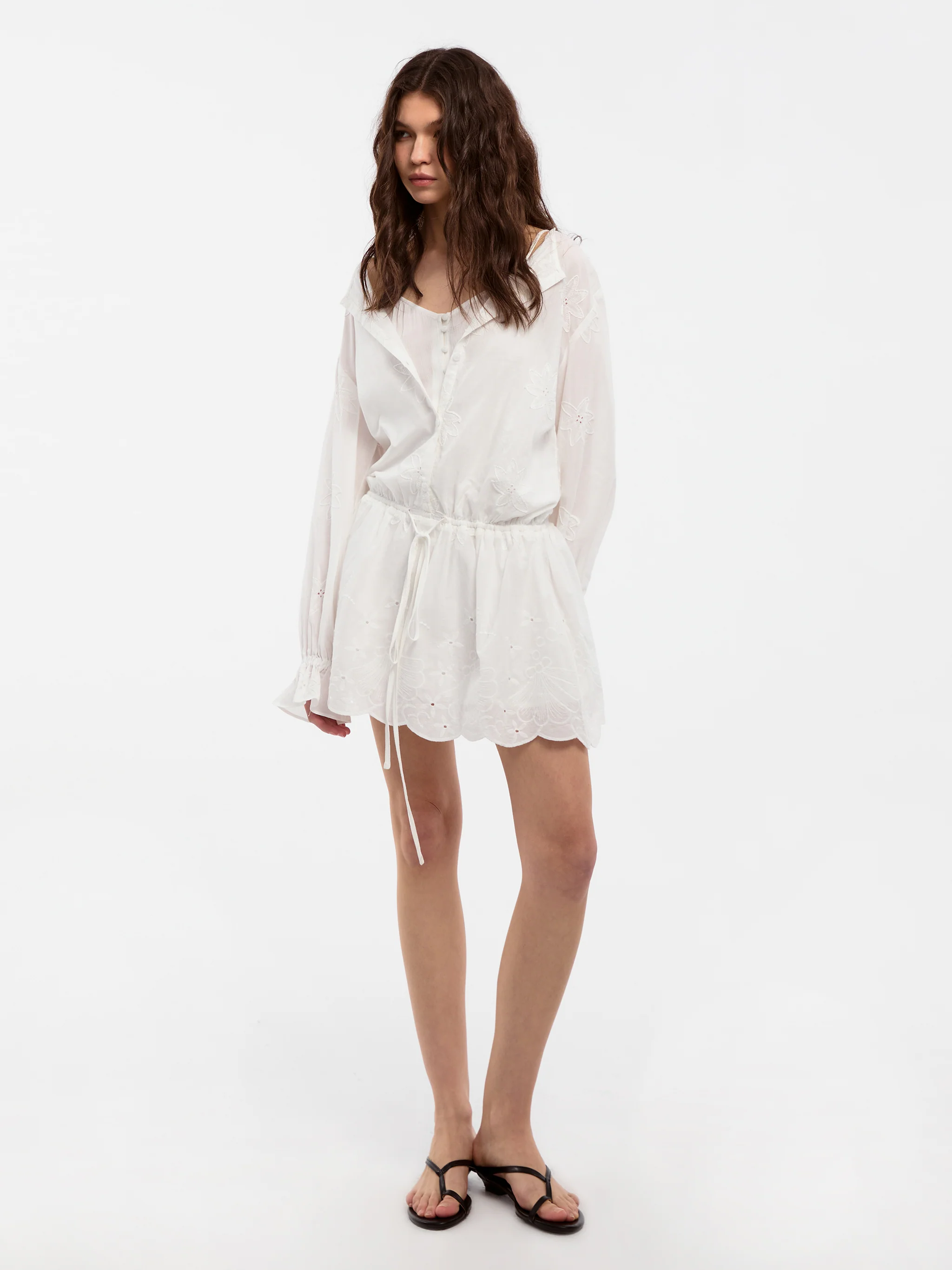 CUBIC Pure Cotton Shirt Dress with Lace - Image 5