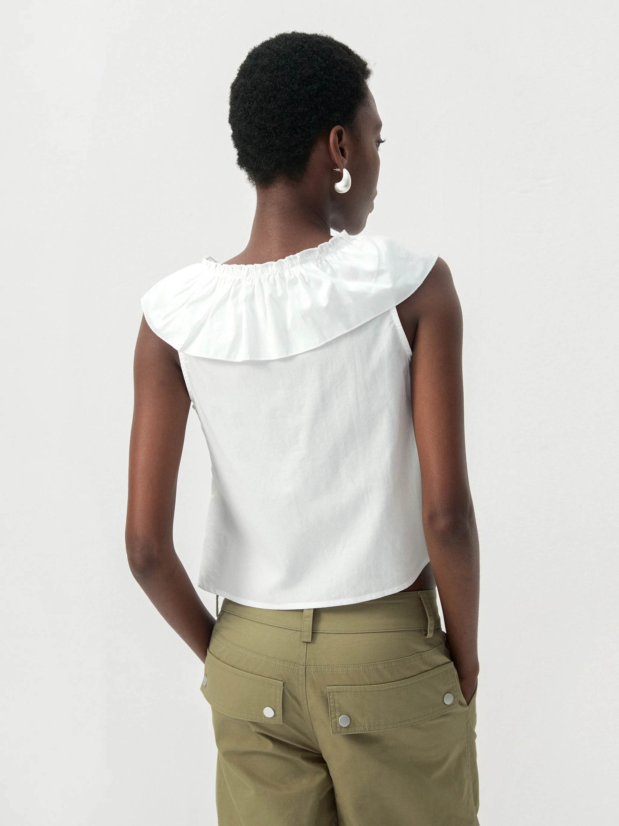 CUBIC Ruffle V-Neck Sleeveless Blouse - Image 6