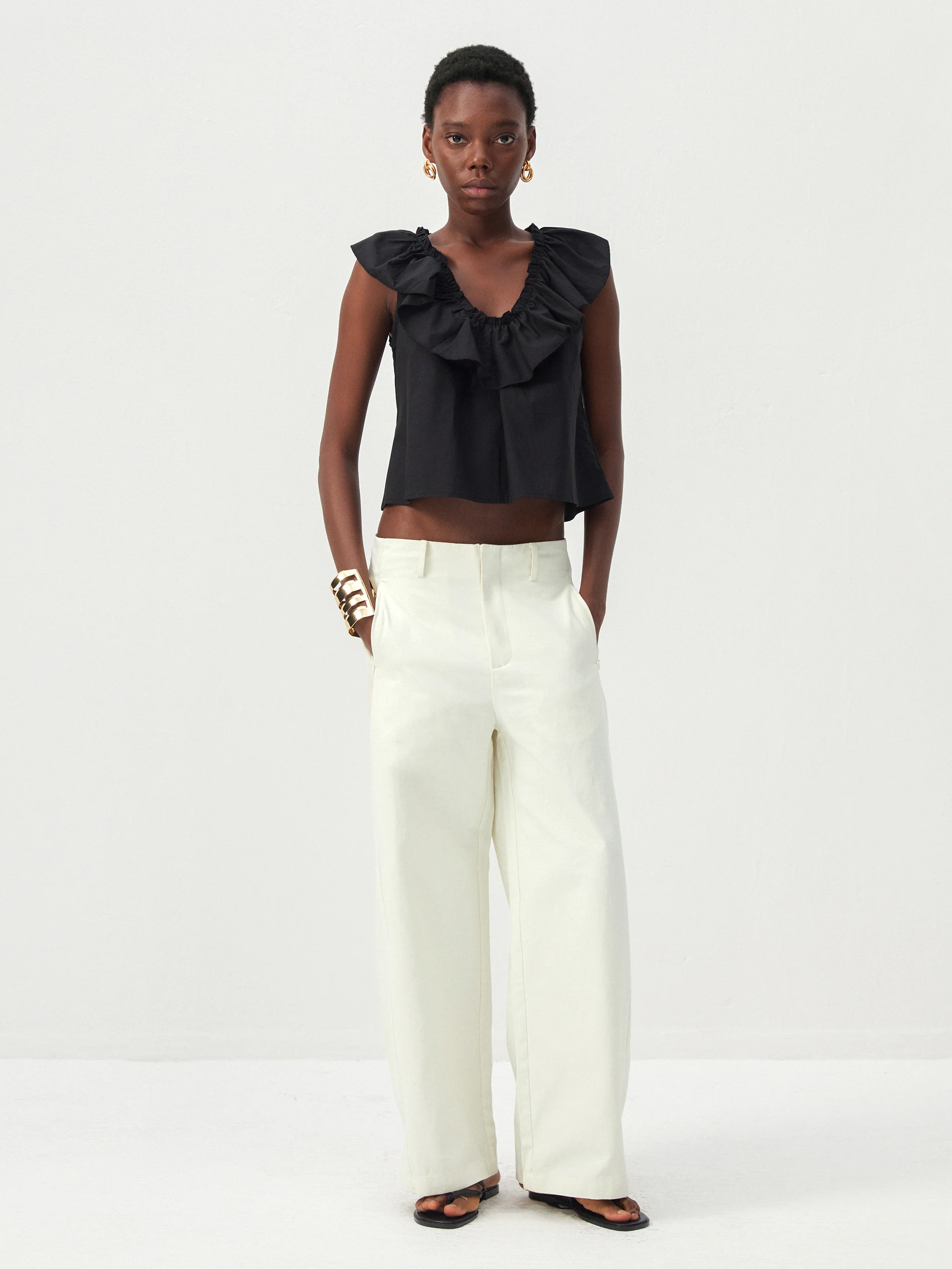 CUBIC Ruffle V-Neck Sleeveless Blouse - Image 7