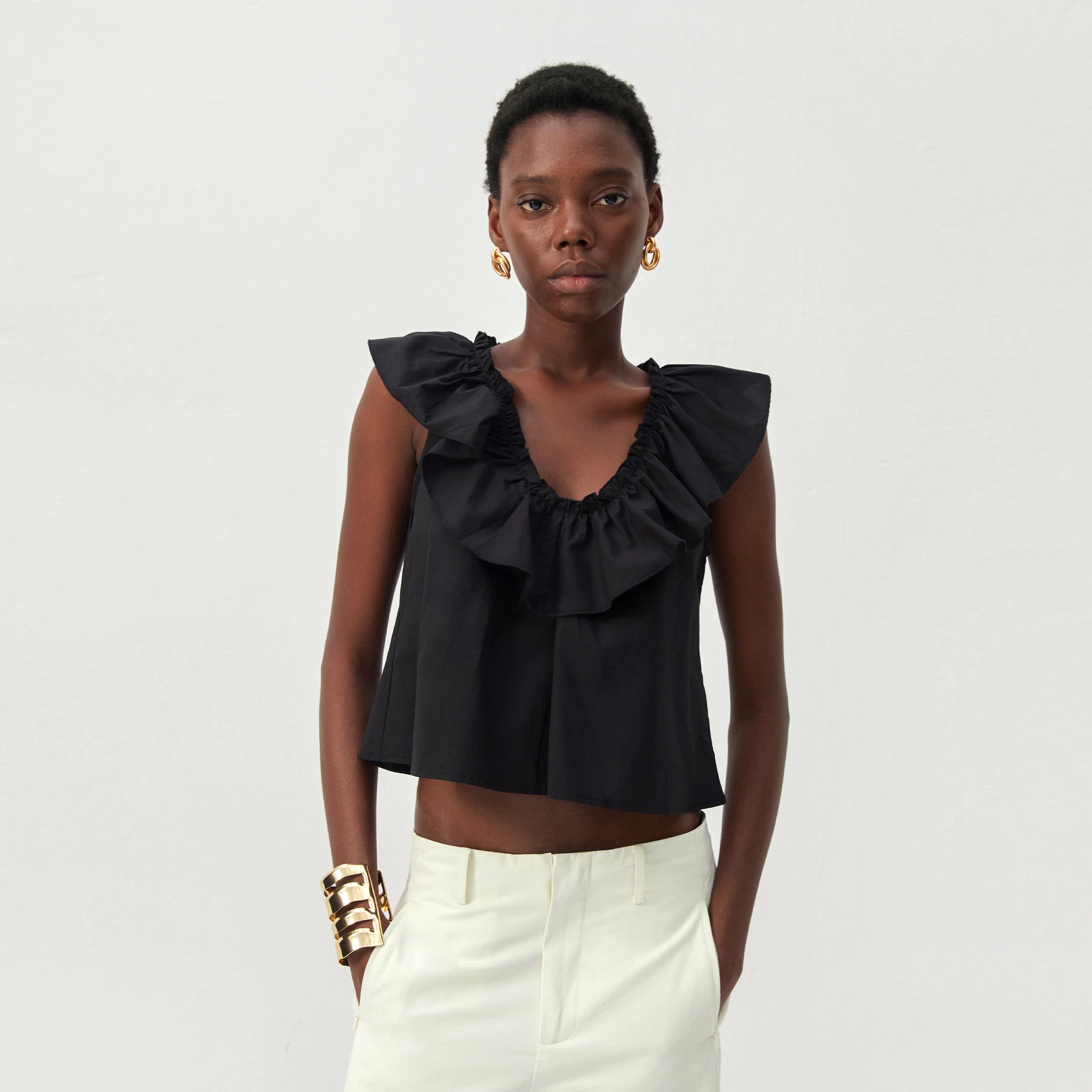 CUBIC Ruffle V-Neck Sleeveless Blouse - Image 9